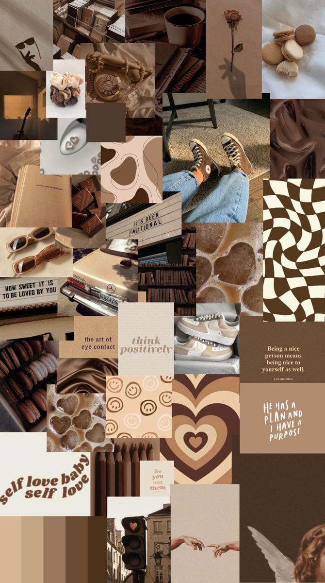 aesthetic brown collage wallpaper :). Spice things up, Wallpaper, Collage