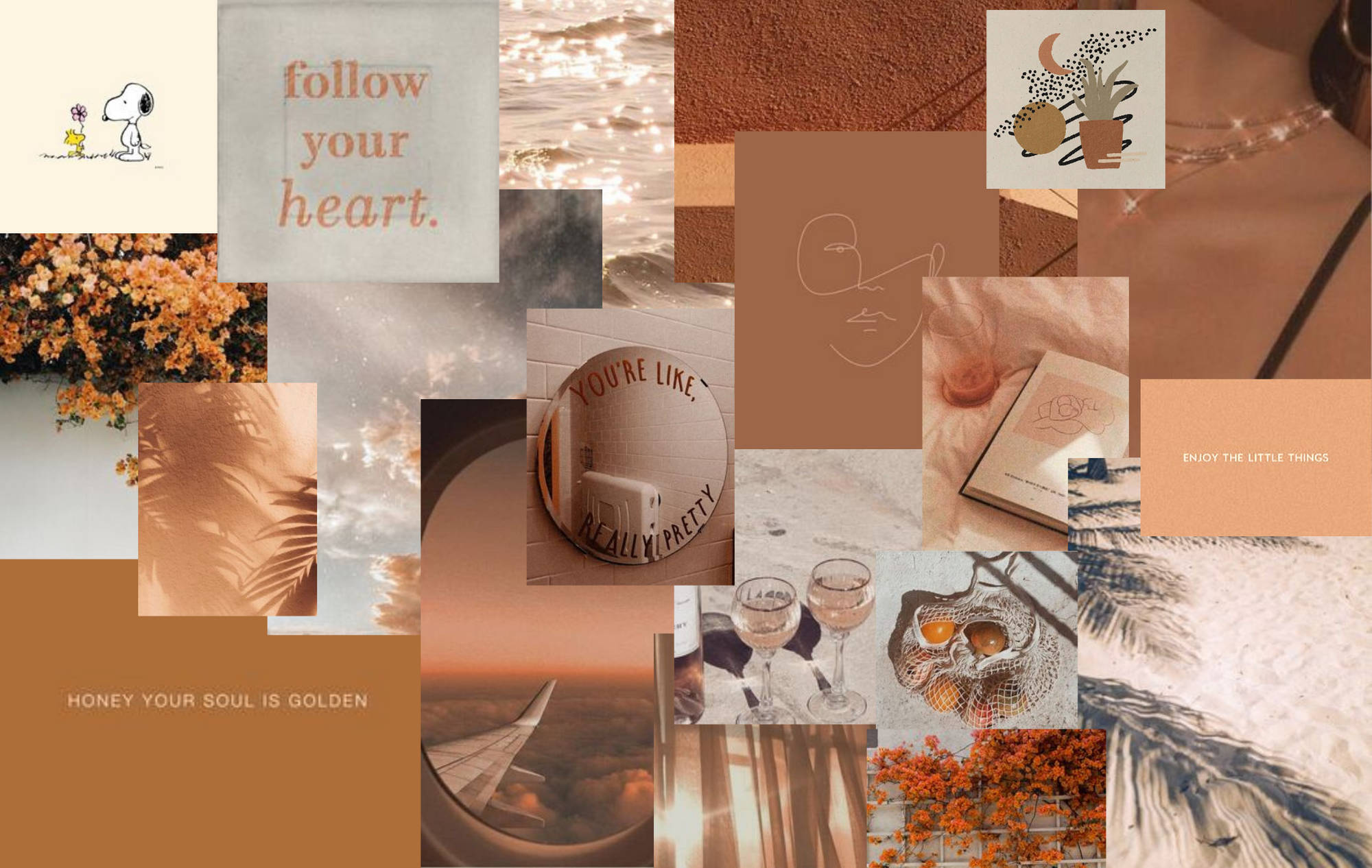 Download Brown Aesthetic Collage Laptop Wallpaper