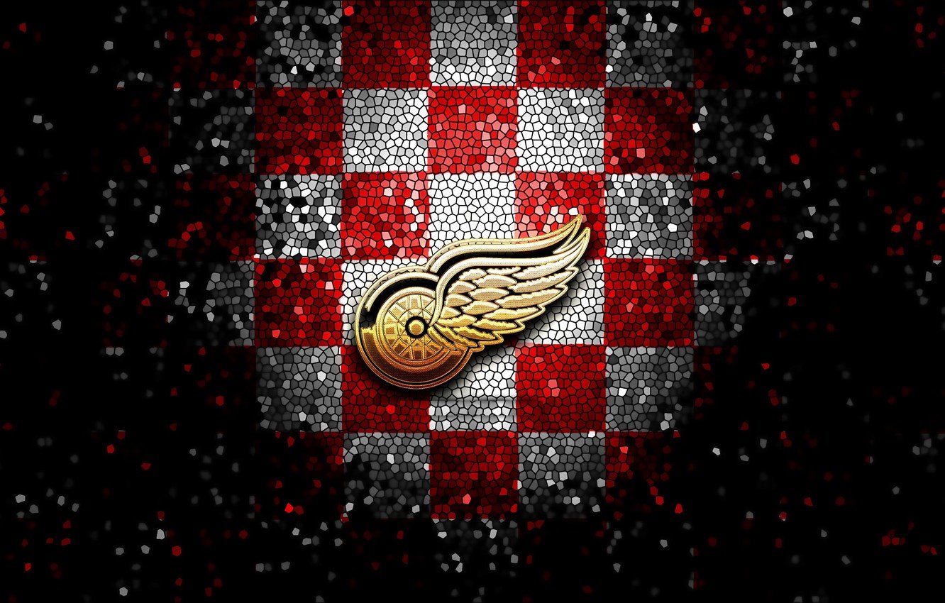 Wallpaper wallpaper, sport, logo, NHL, hockey, glitter, checkered, Detroit Red Wings image for desktop, section спорт