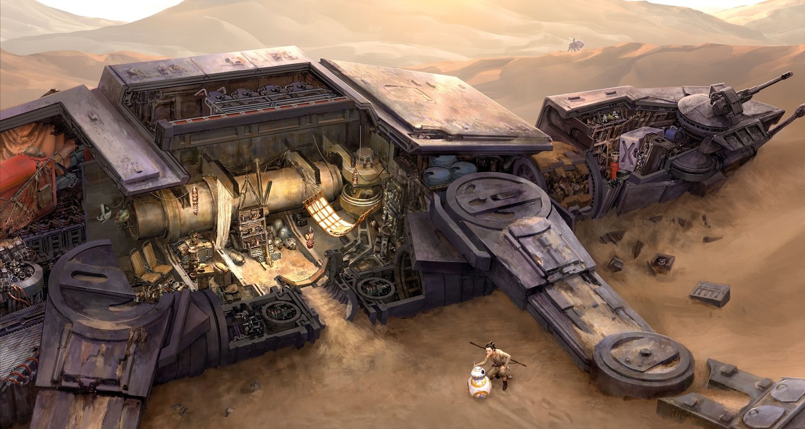 Wallpaper / Star Wars, Artwork, Fantasy Art, Science Fiction, AT AT, BB 8, Rey Free Download