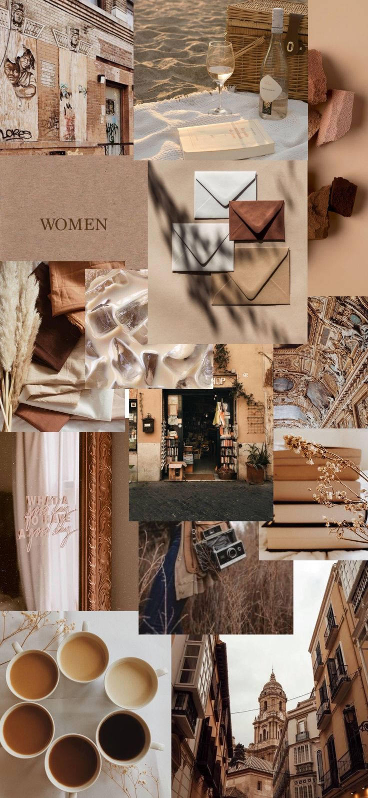 Free download Download Beige Brown Aesthetic Collage Wallpaper [736x1595] for your Desktop, Mobile & Tablet. Explore Collage Brown Wallpaper. Collage Background, Brown Wallpaper Background, Brown Wallpaper