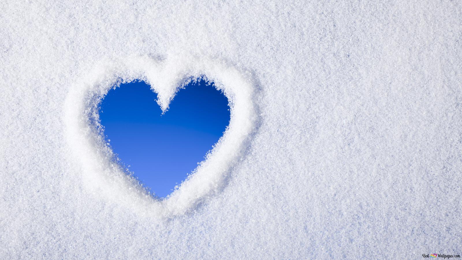 Valentine's day made on the snow 4K wallpaper download