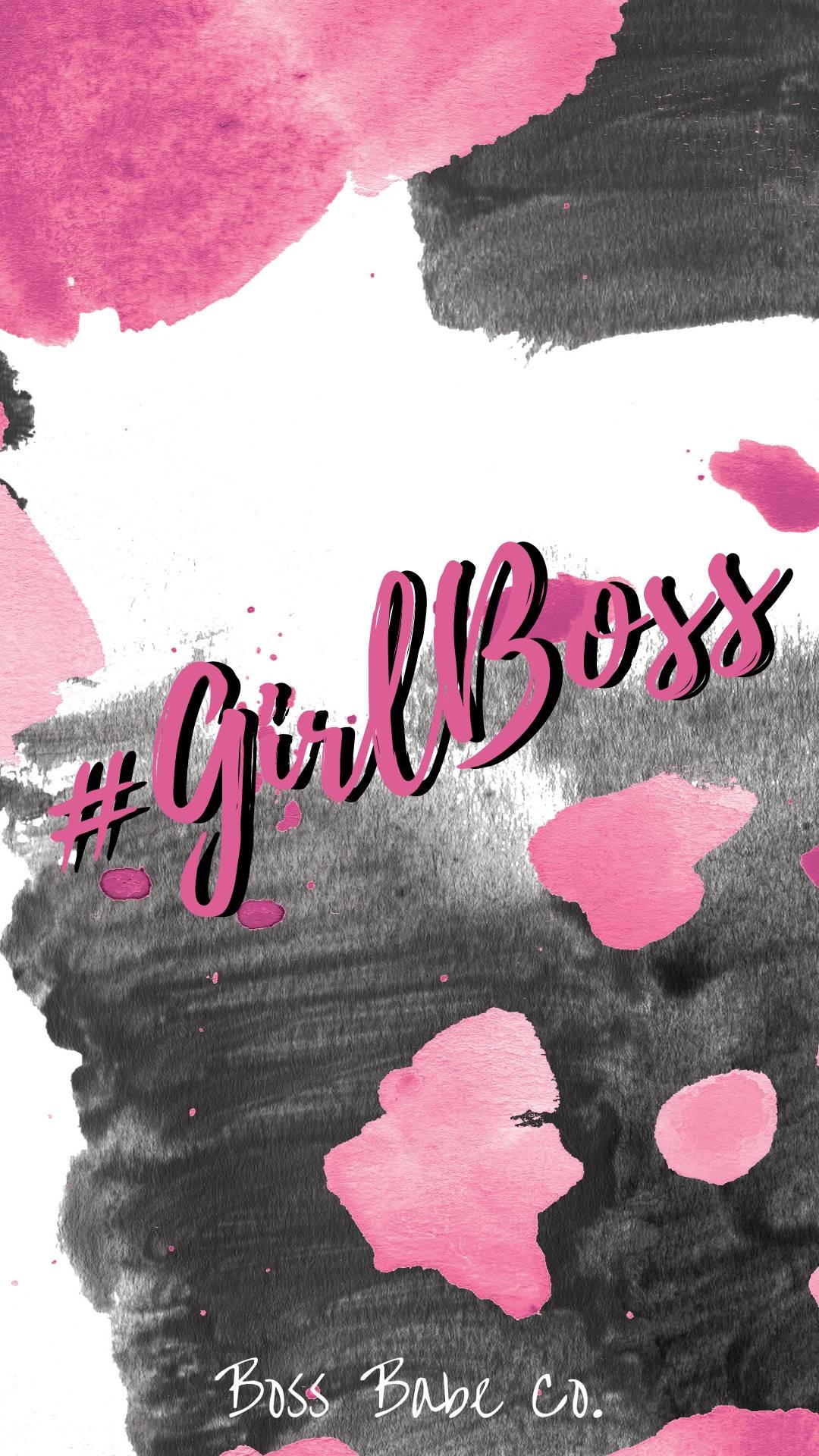 Girl Boss Phone Wallpaper Pink and Black