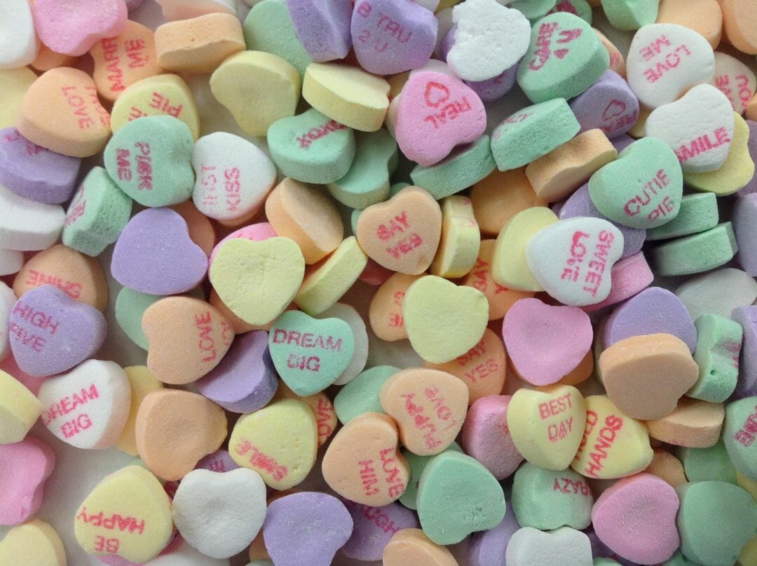 Candy Hearts, iPhone, Desktop HD Background / Wallpaper (1080p, 4k) HD Wallpaper (Desktop Background / Android / iPhone) (1080p, 4k) (1080x807) (2022)