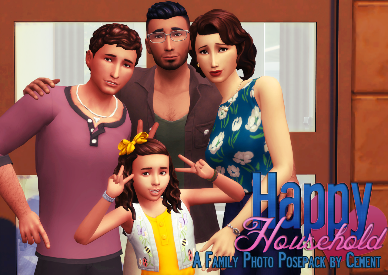 Happy Household” Family Photo Posepack. Sims 4 family, Family photo, Sims 4