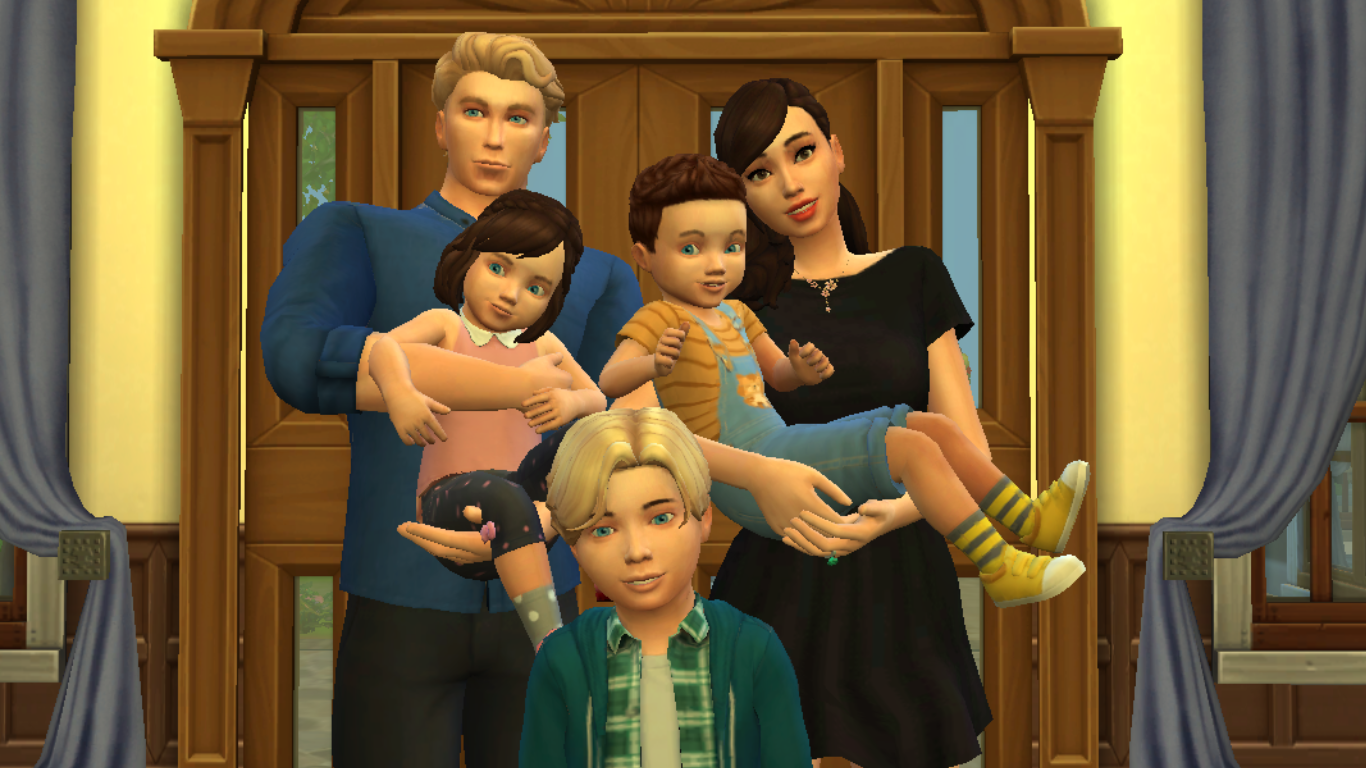ts4 legacy: absolutely adorable family photo. compartmentalised