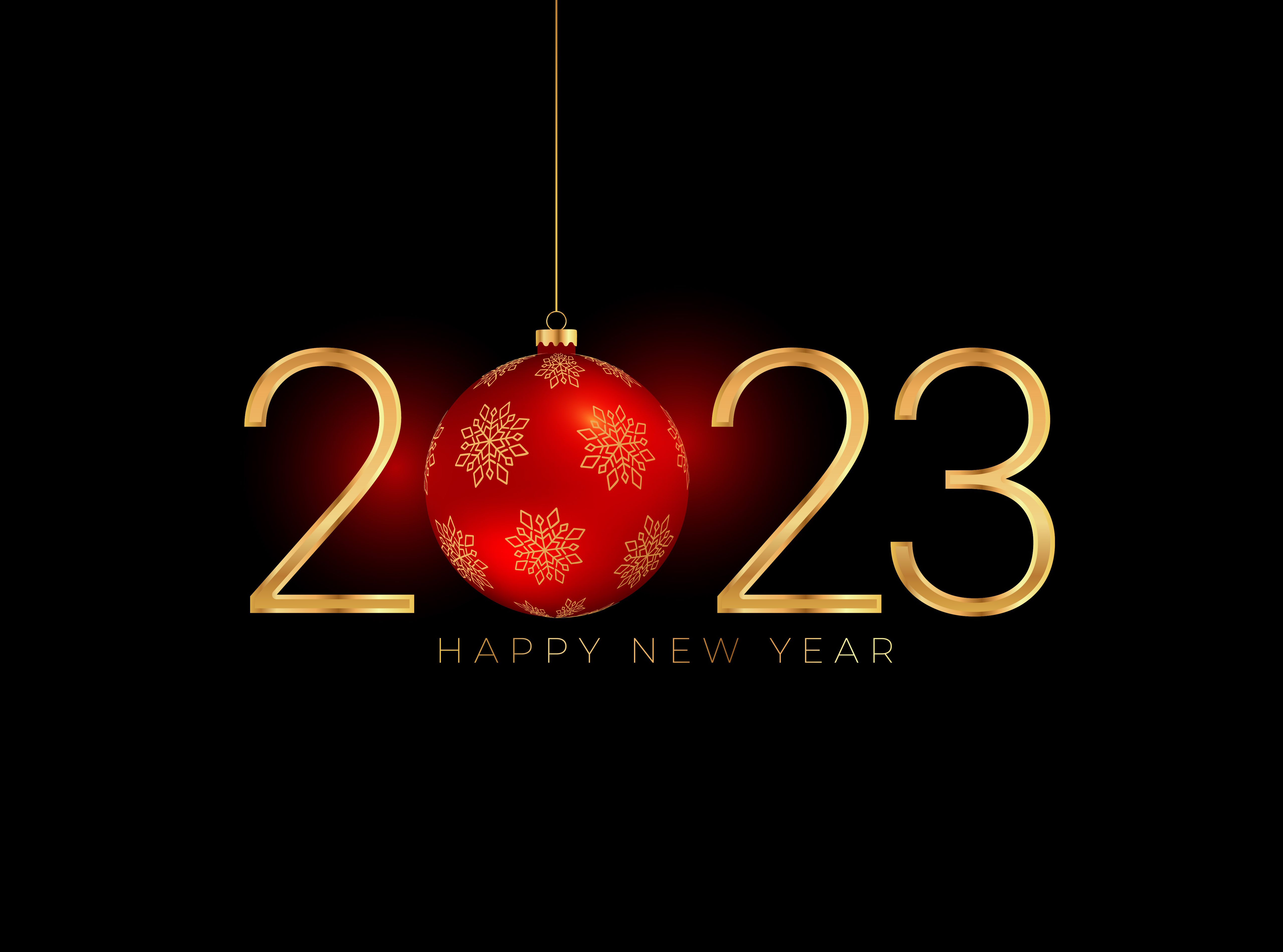 Happy New Year 2023 Wallpaper 4K, Christmas Balls, Celebrations New Year