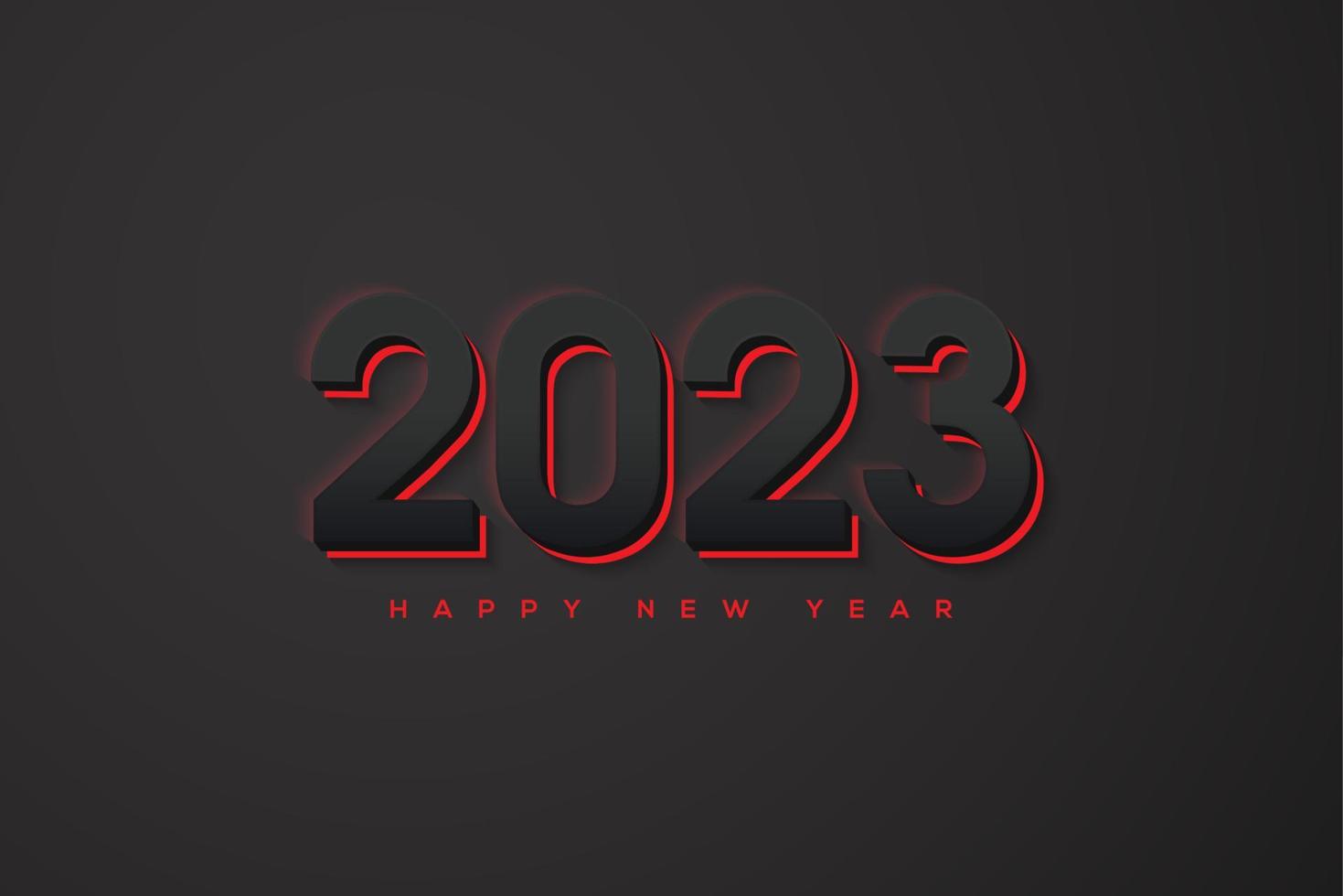Happy New Year 2023 With Red Glowing Black Numbers Vector