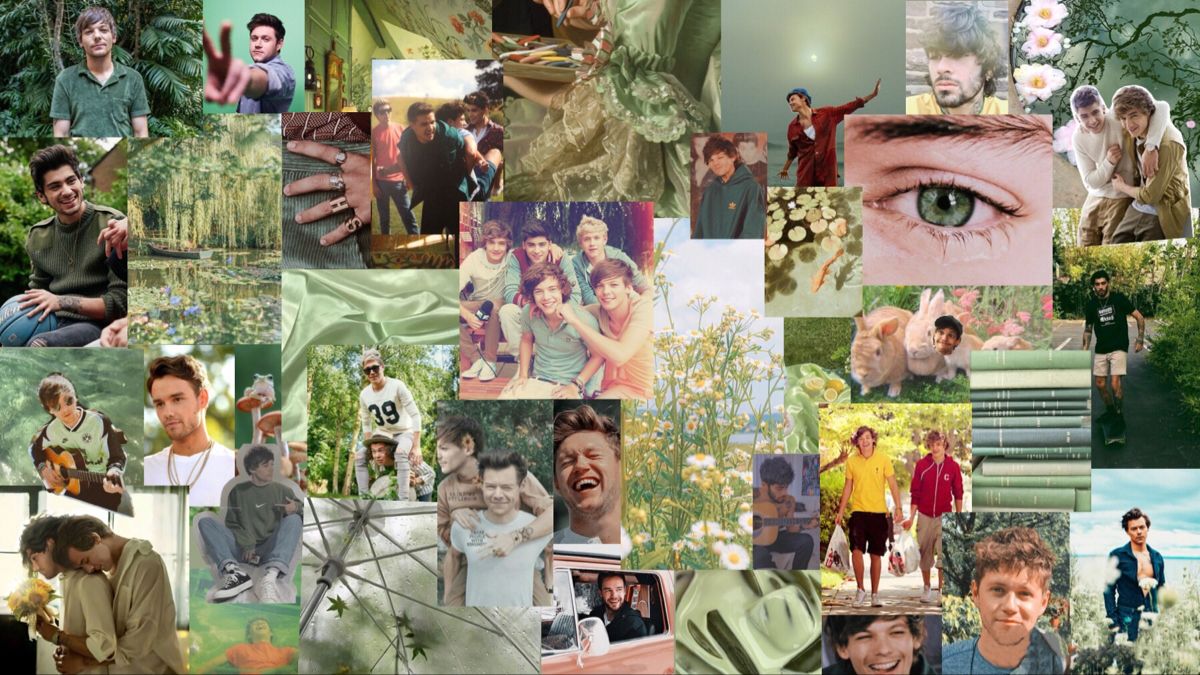 Green one direction wallpaper background laptop. One direction wallpaper, One direction background, One direction collage