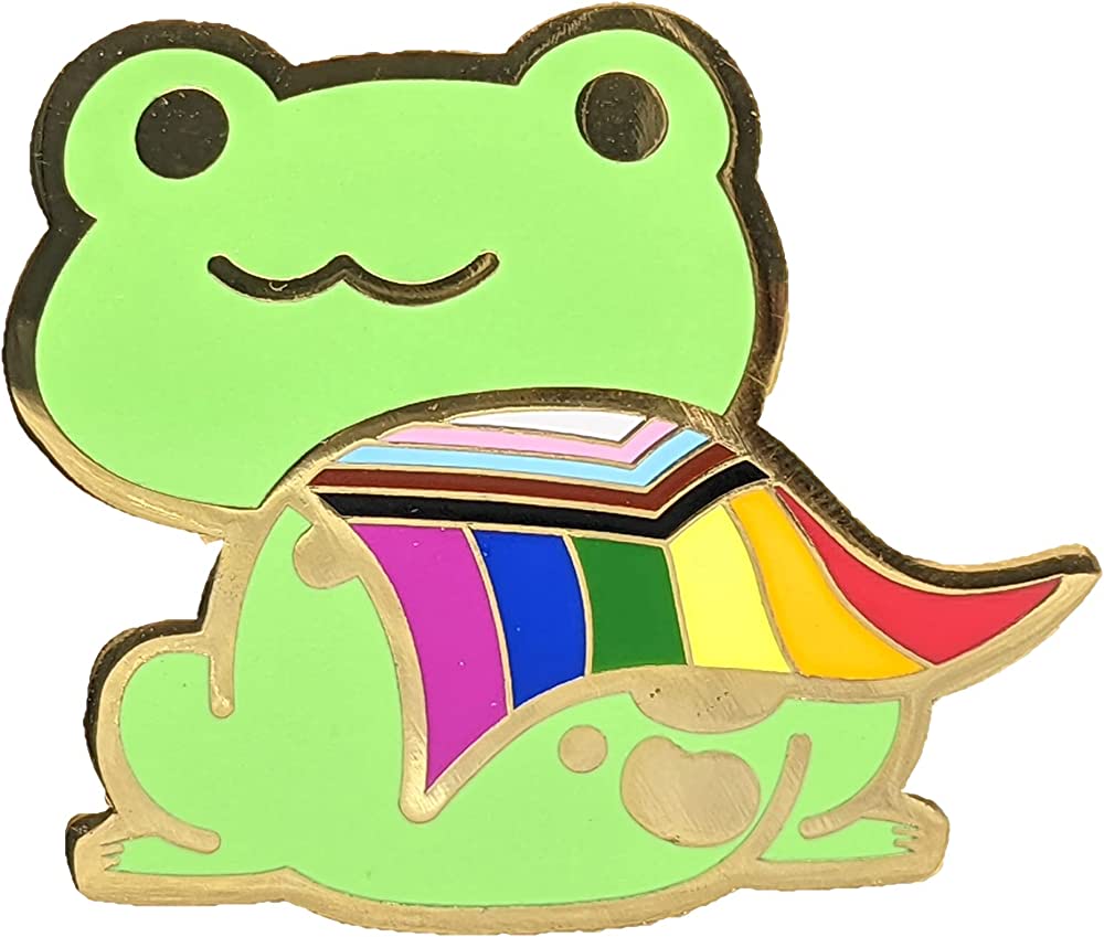 Progress Pride Frog Pin in Rainbow LGBT+ Flag Colors. Chibi Gay Frog Hard Enamel Pin, Clothing, Shoes & Jewelry