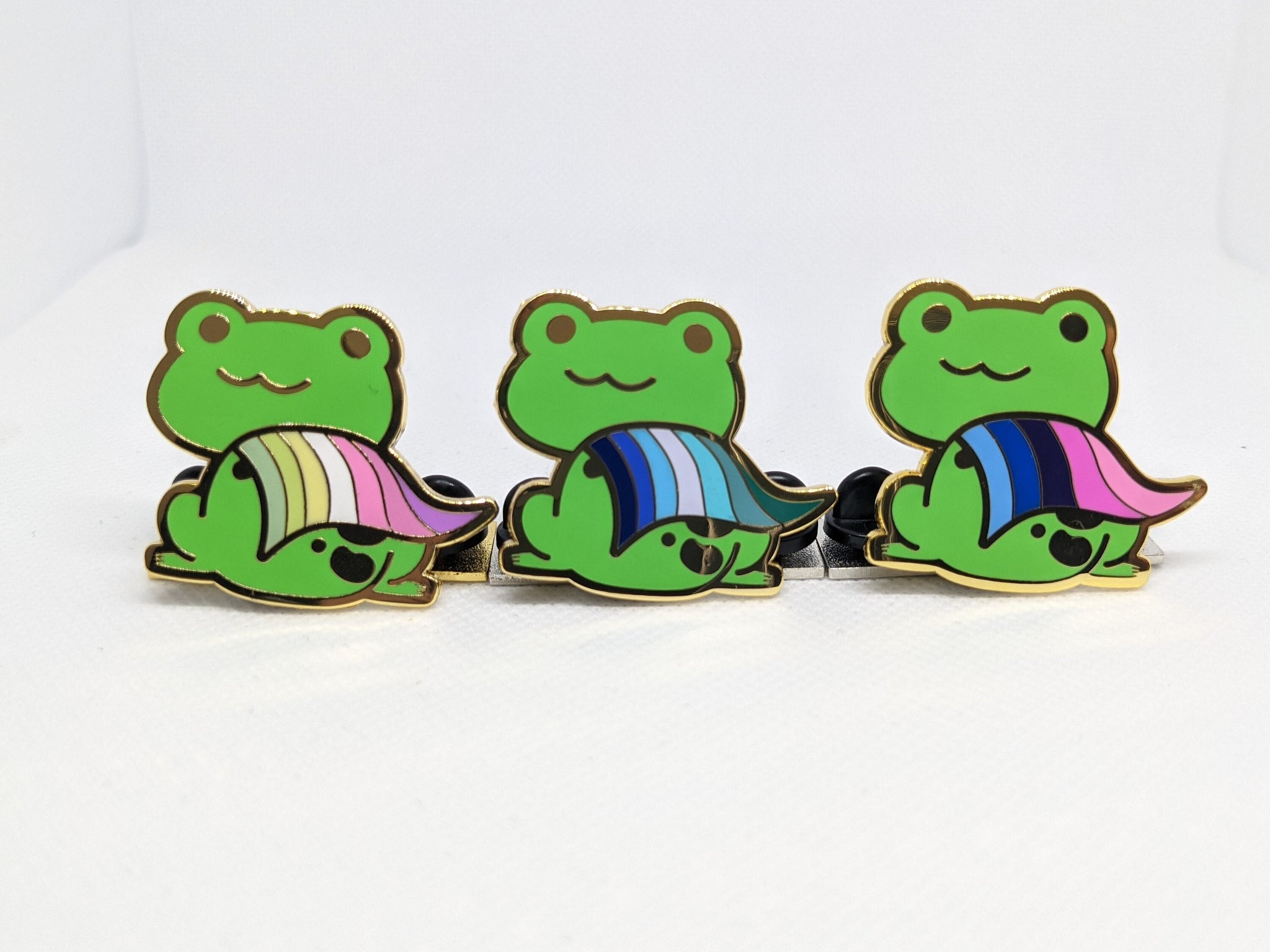 Pride Frog Chibi Hard Enamel Pin. Choose MLM Gay Pride Flag Omnisexua