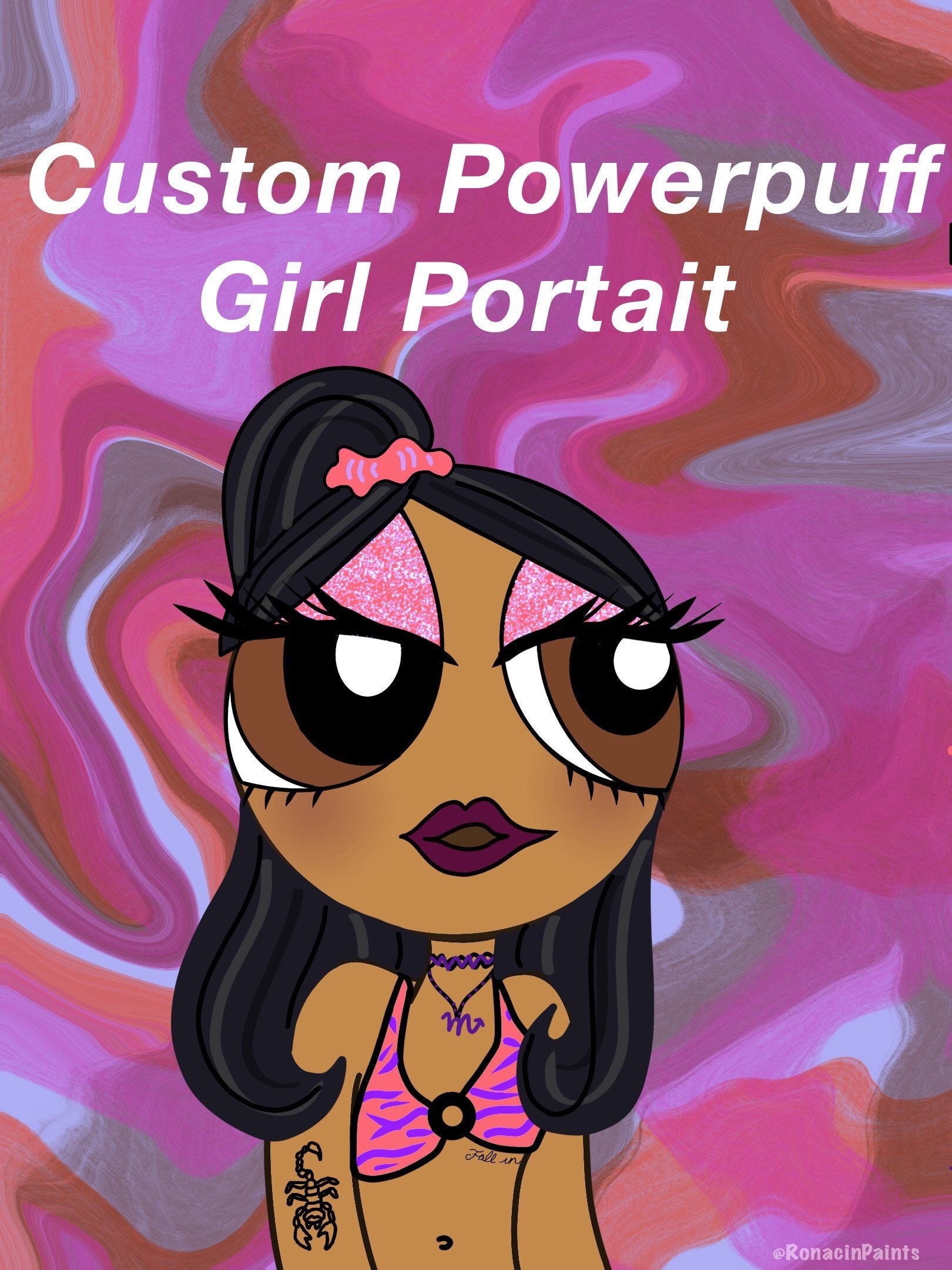 CUSTOM Powerpuff Girl With Zodiac Sign