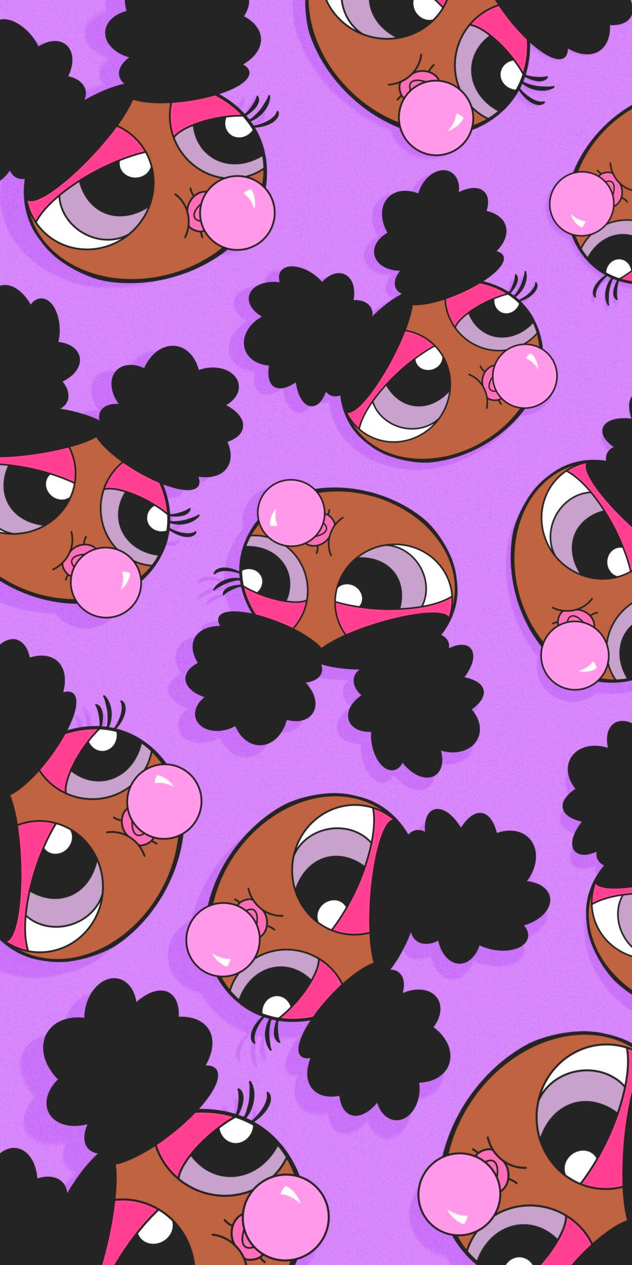 Download Black Powerpuff Girls Pattern Backdrop Wallpaper