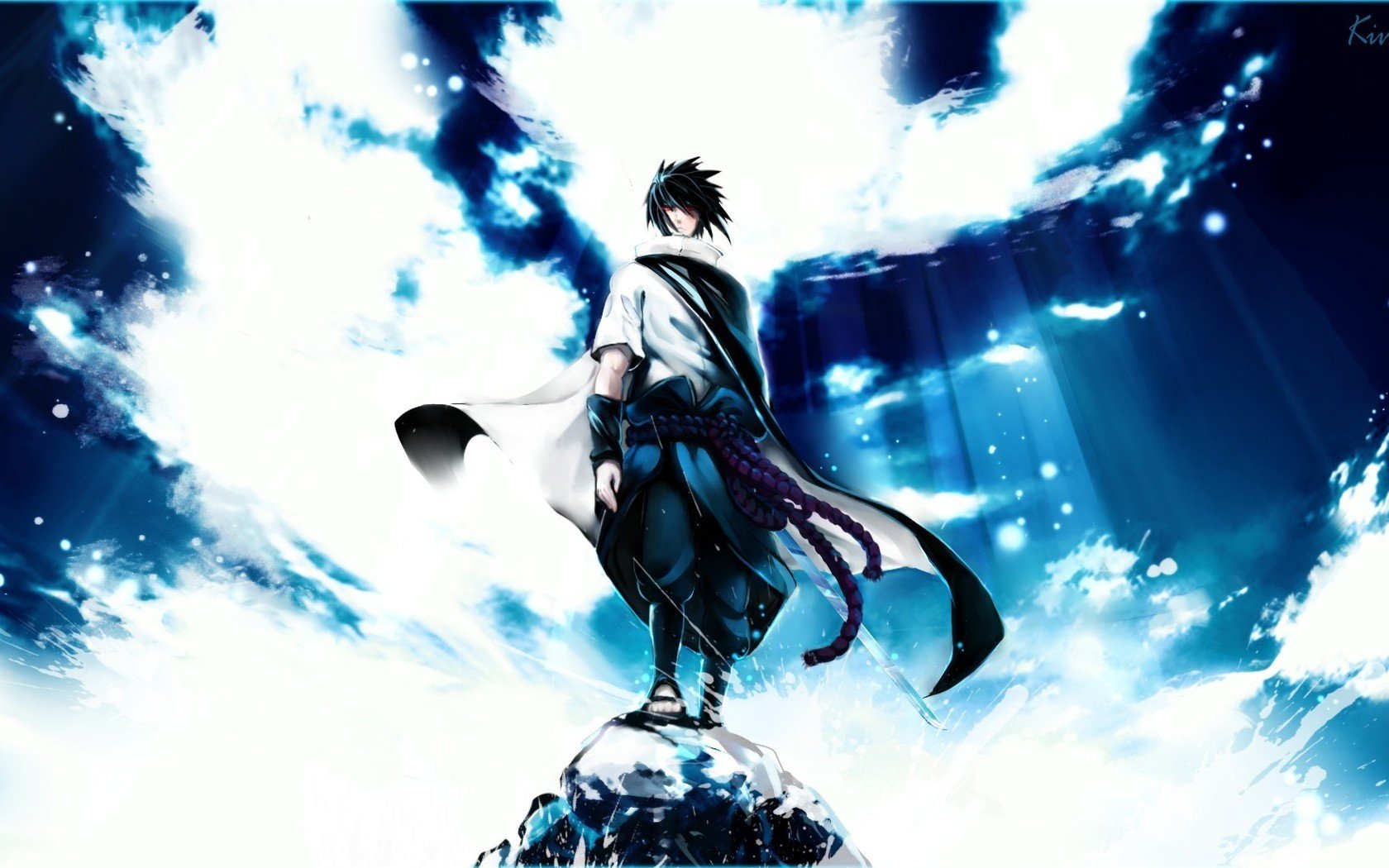 uchiha, Sasuke, Rocks, Naruto, Shippuden, Red, Eyes, Skyscapes Wallpaper HD / Desktop and Mobile Background