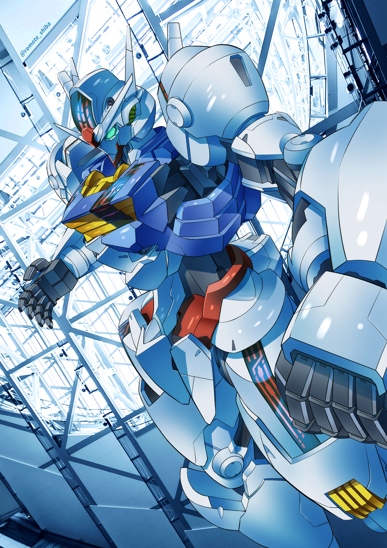 Wallpaper, anime, mechs, Super Robot Taisen, Mobile Suit Gundam THE WITCH FROM MERCURY, Gundam Aerial, artwork, digital art, fan art 1240x1754