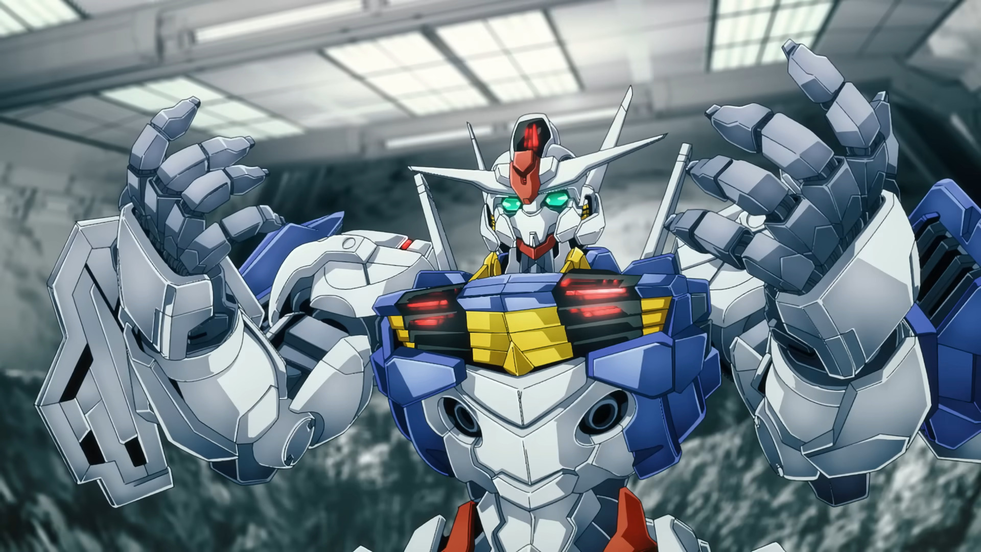 Anime Anime Screenshot Gundam Mechs Mobile Suit Gundam THE WiTCH FROM MERCURY Gundam Aerial Artwork Wallpaper:1920x1080