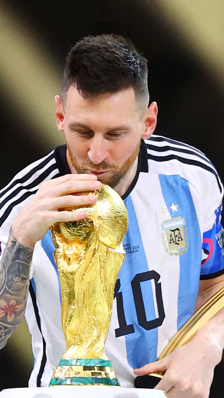 Messi Photos Raising Fifa World Cup Wallpaper Download  MobCup