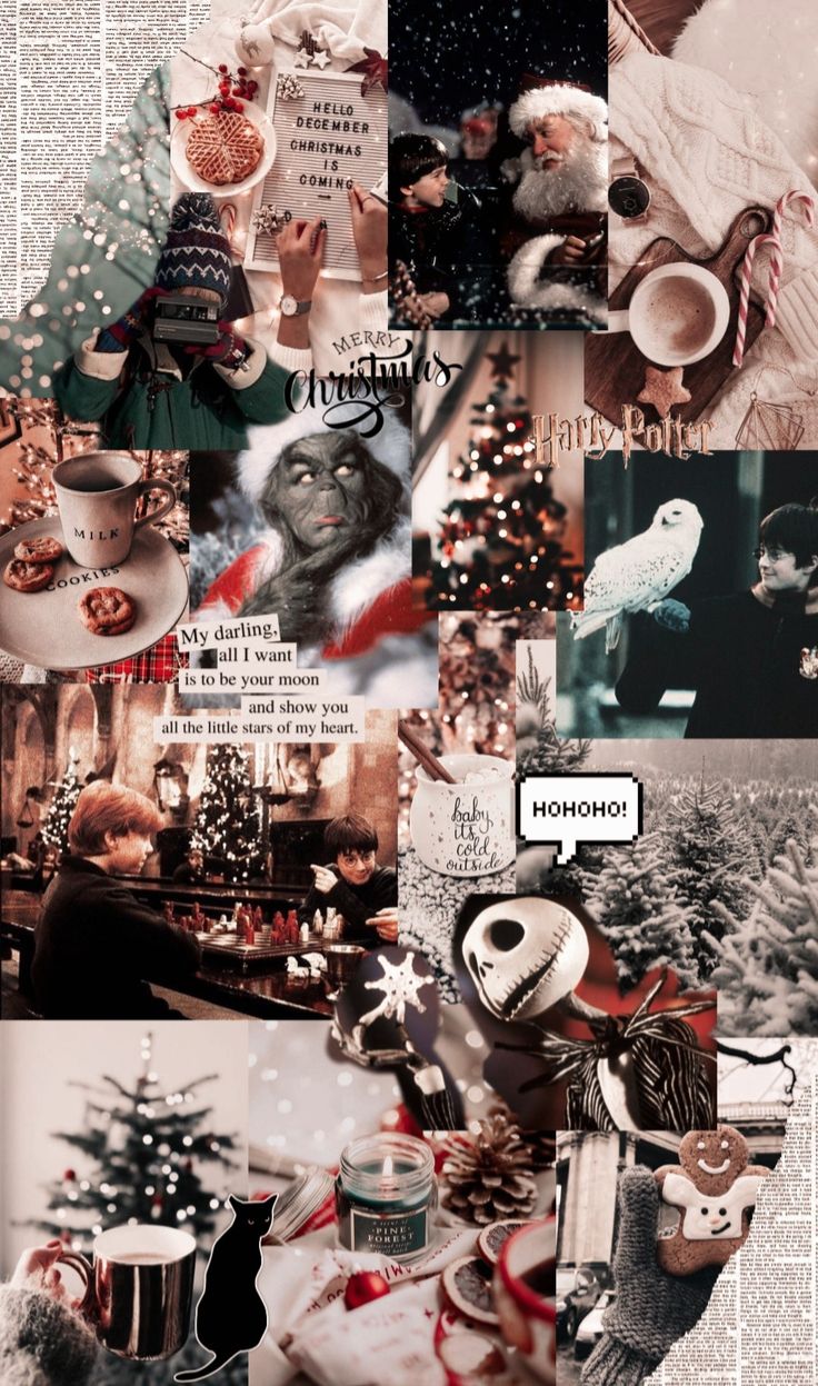 Christmas collage wallpaller aesthetic. Cute christmas wallpaper, Christmas collage, Holiday iphone wallpaper