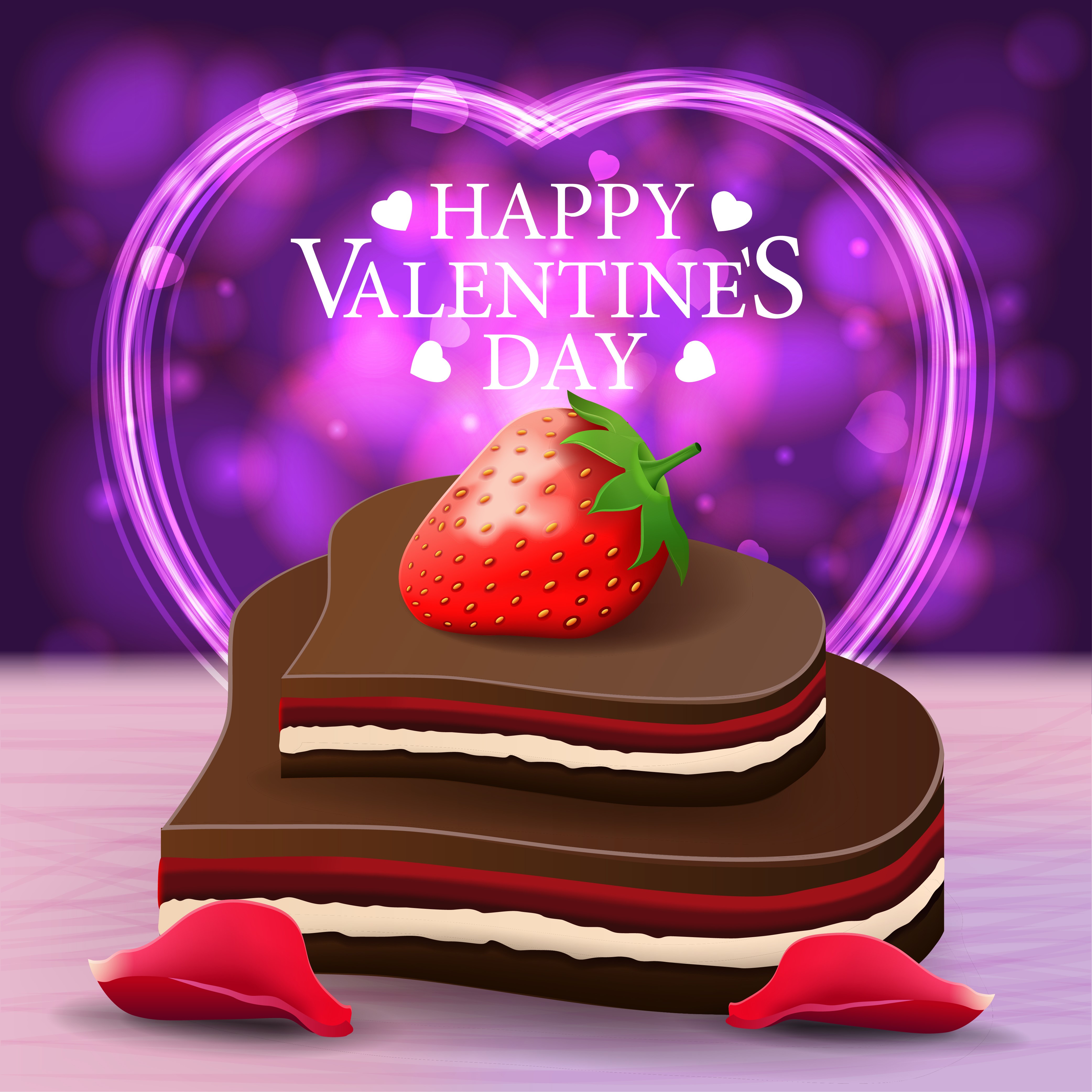 4K, Vector Graphics, Valentine's Day, Strawberry, English, Word, Gifts, Heart Gallery HD Wallpaper