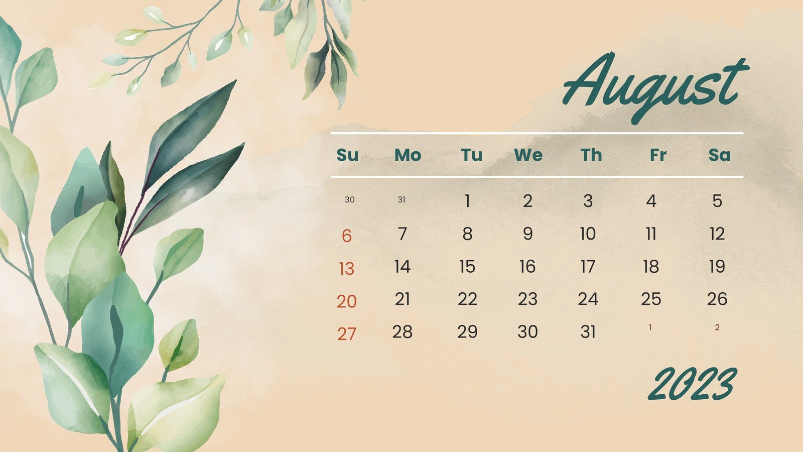 printable, monthly calendar