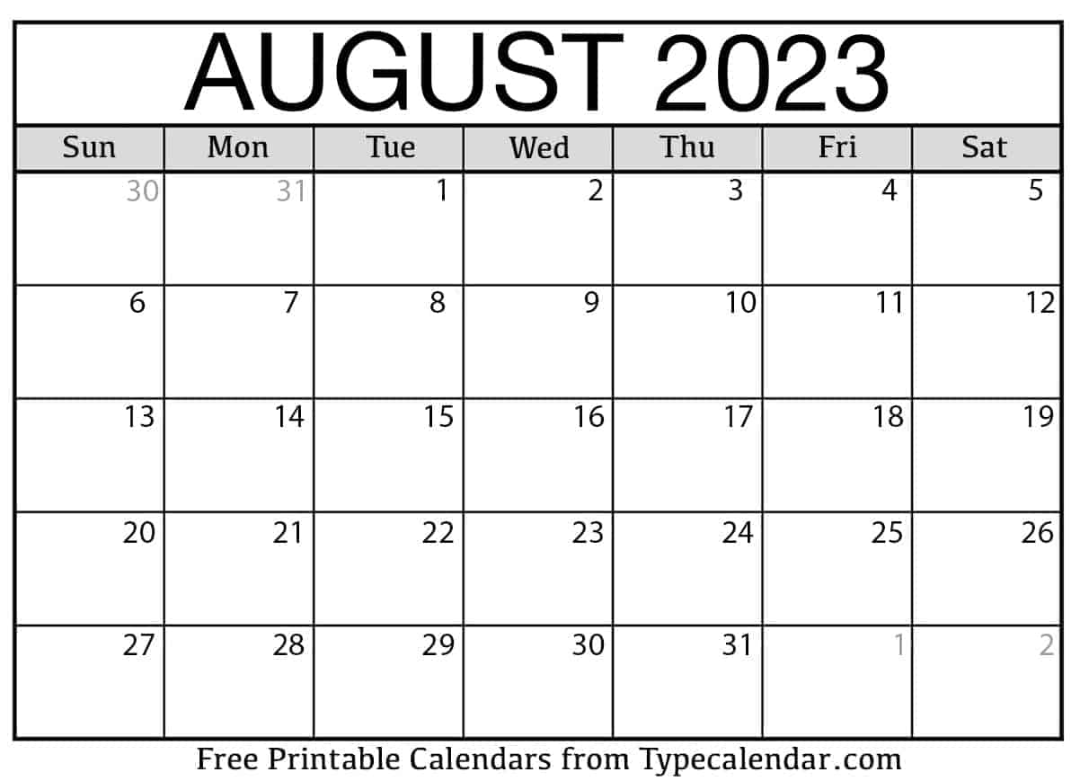 Printable August 2023 Calendar With Holidays [FREE]