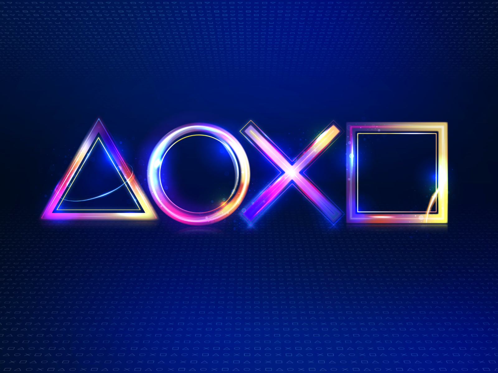 PlayStation neon signs on a blue background Desktop wallpaper 1600x1200