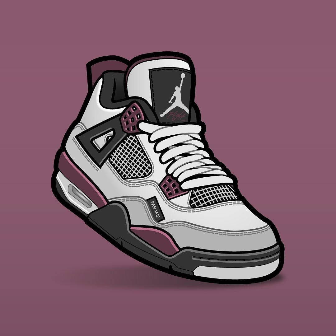 Download Cartoon Jordan Shoes Purple White Black Wallpaper