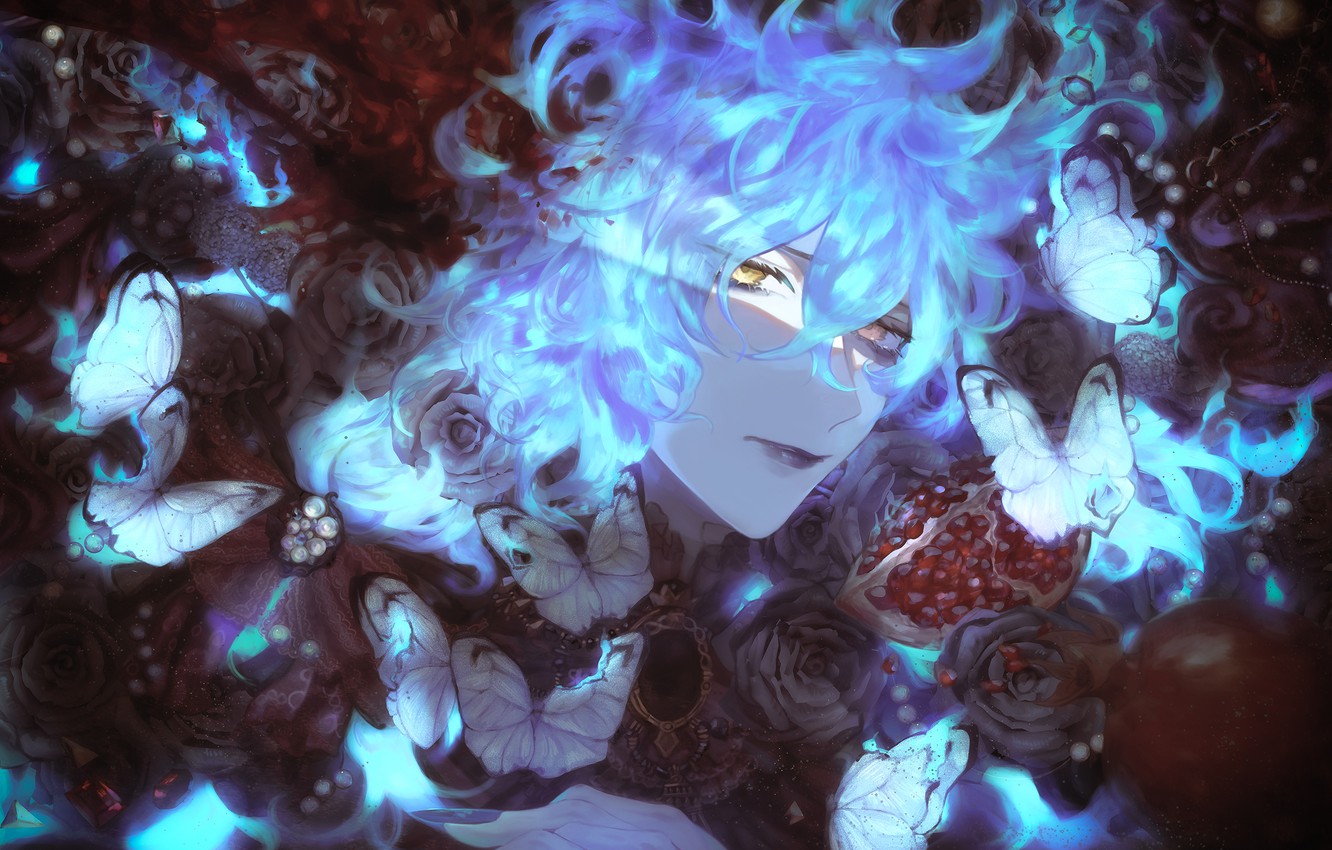 Wallpaper butterfly, roses, guy, Twisted Wonderland, Idia Shroud image for desktop, section игры