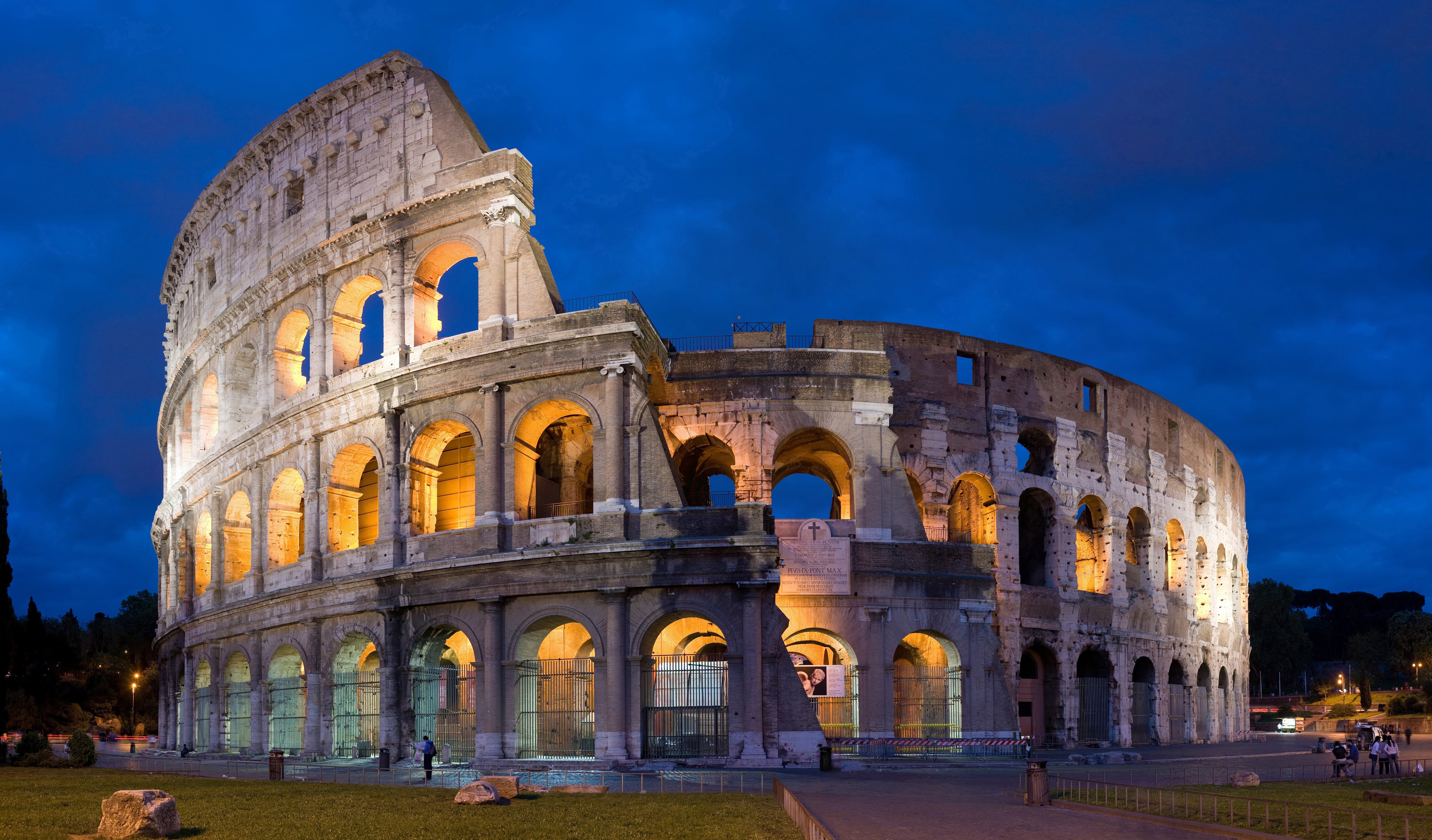 Wallpaper, Italy, night, arch, old building, Rome, Colosseum, palace, basilica, landmark, ancient history, ancient rome, ancient roman architecture 4827x2833