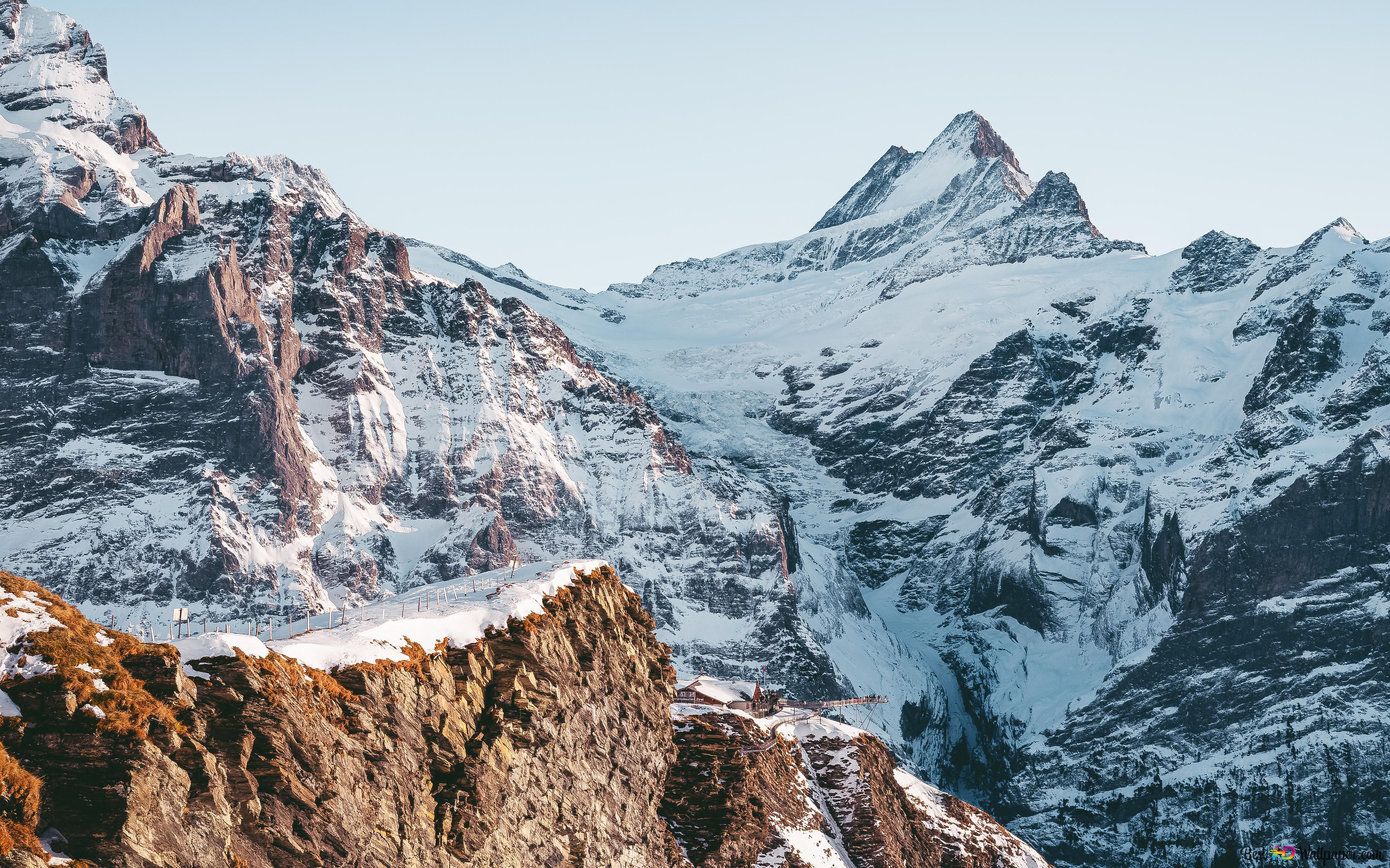 Switzerland Snow Mountain 4K wallpaper download