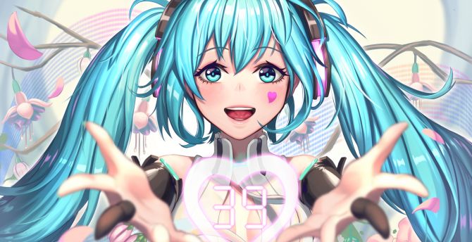 Wallpaper artwork, beautiful, hatsune miku desktop wallpaper, HD image, picture, background, 3922c1