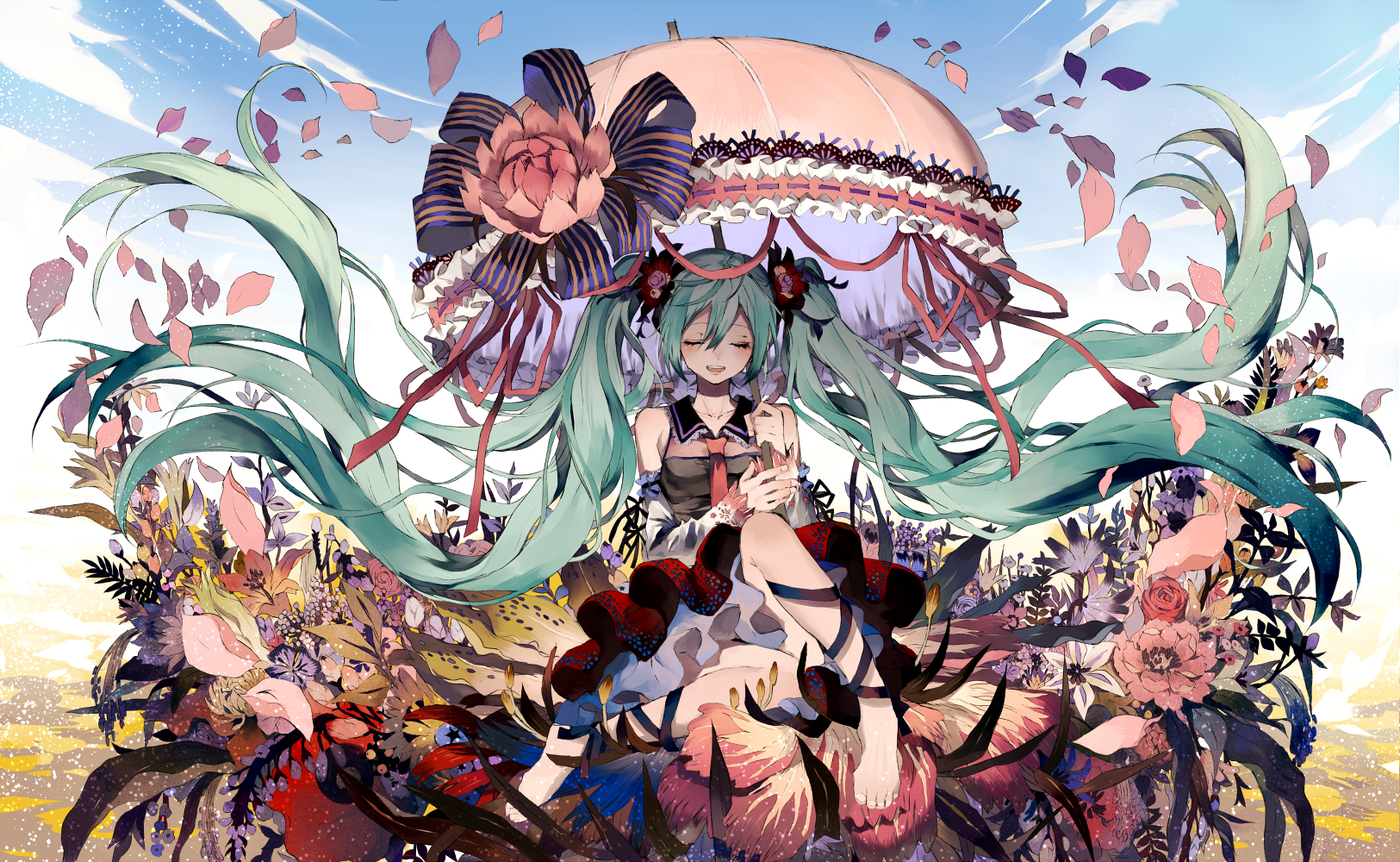 Vocaloid, Hatsune Miku, Anime, Flowers Wallpaper HD / Desktop and Mobile Background