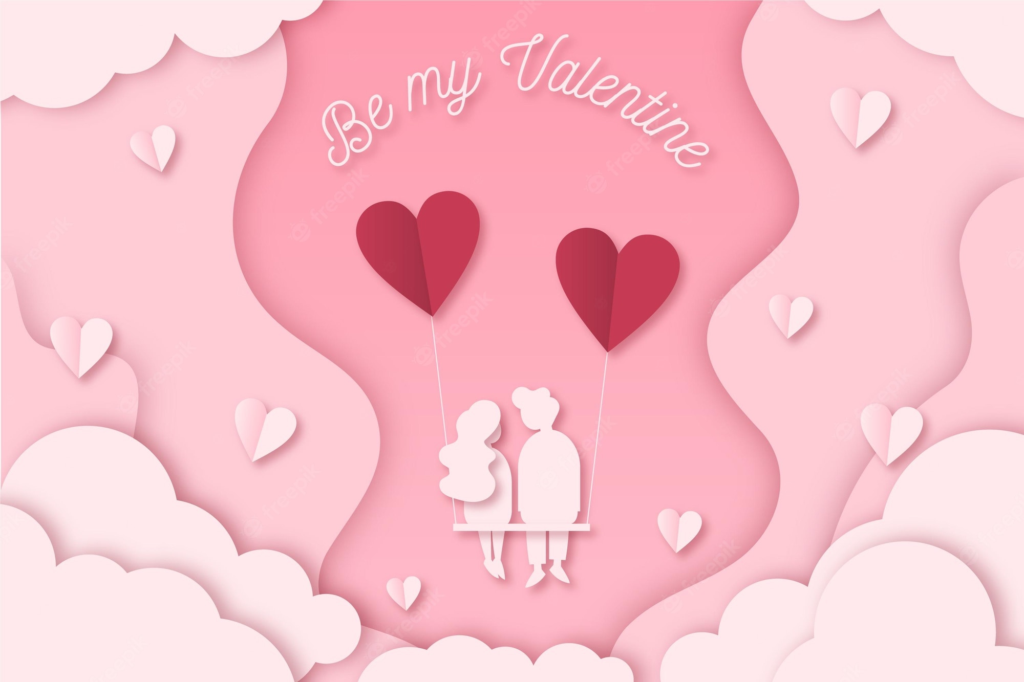 Free Vector. Lovely valentine's day wallpaper in paper style