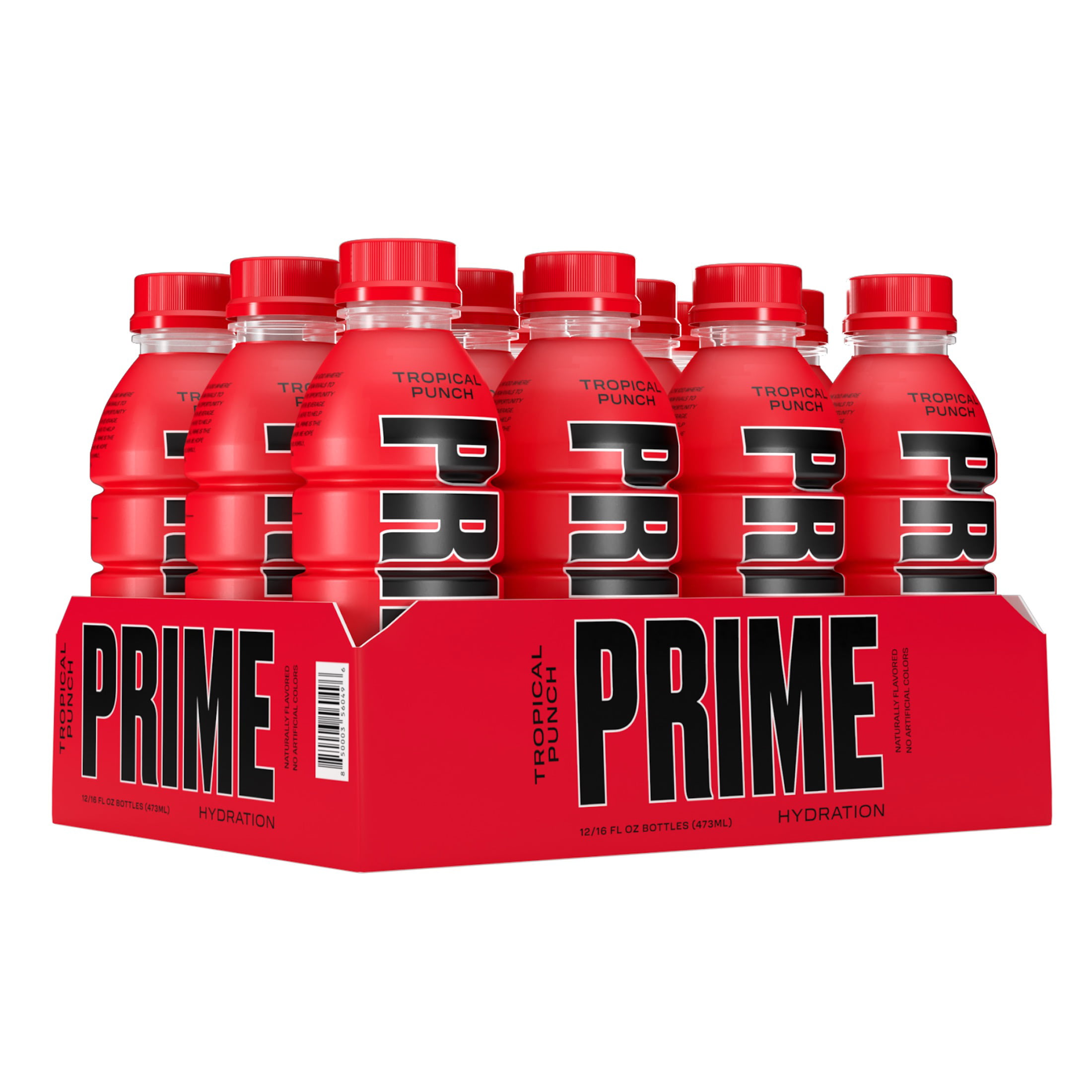 Prime Hydration with BCAA Blend for Muscle Recovery Tropical Punch (12 Drinks, 16 fl oz. Each)