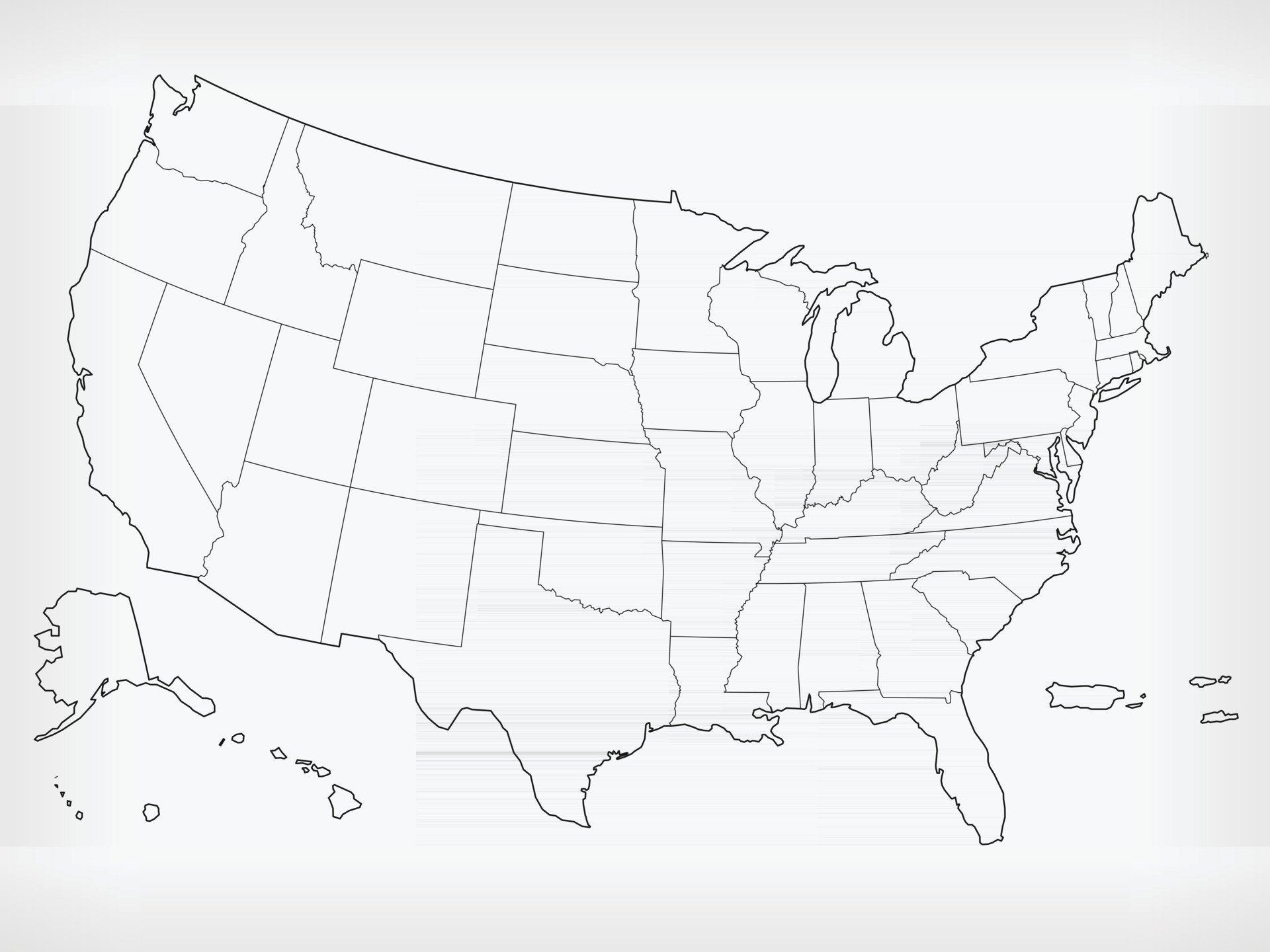 USA Map United States Blank Outline Doodle Isolated Vector Drawing