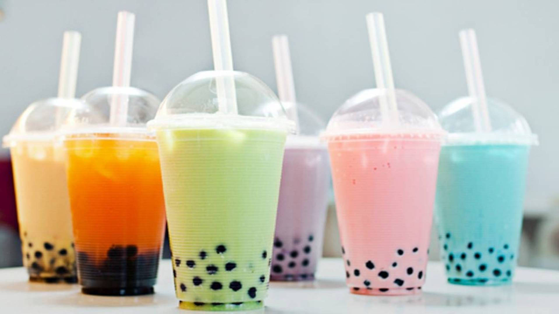 Download Colorful Bubble Tea Flavors Wallpaper
