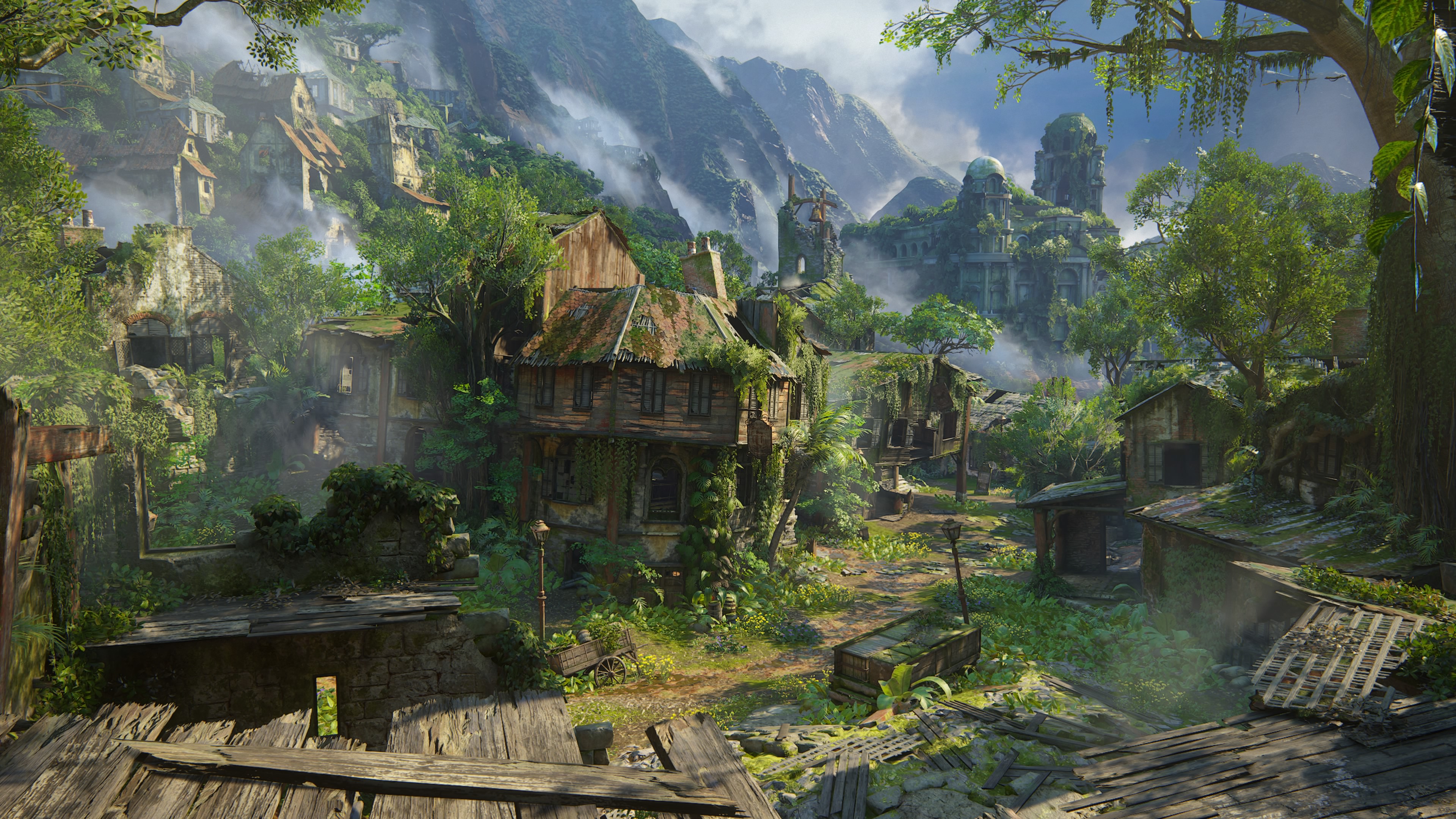 Wallpaper, uncharted video games, nature, PlayStation overgrown, ruins, old building, harvest, city 3840x2160