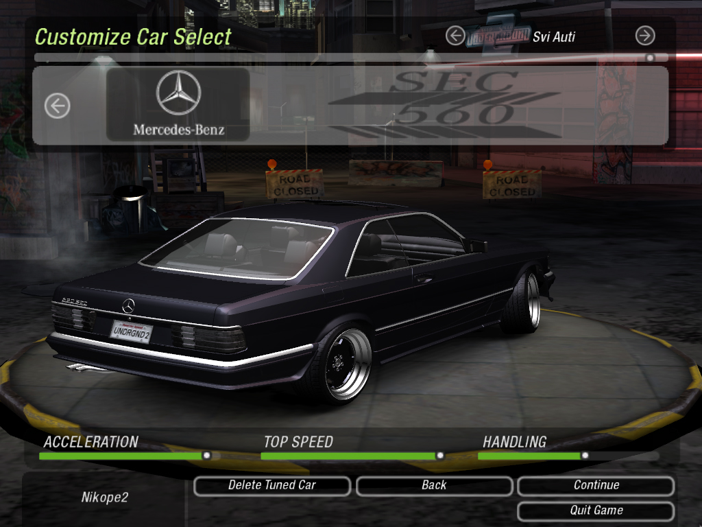 Need For Speed Underground 2 Mercedes Benz 560 SEC AMG