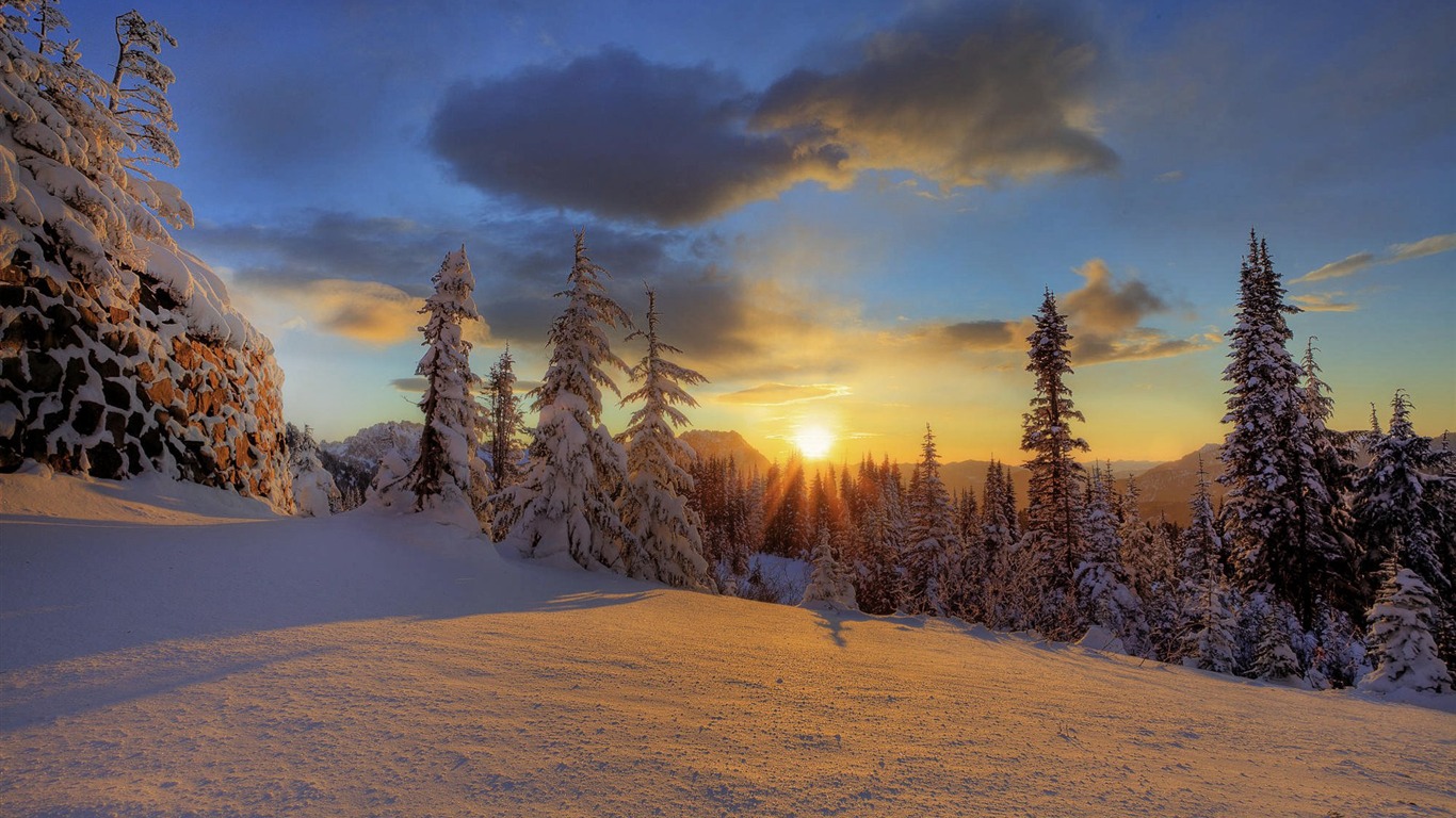 Mount Rainier National Park Winter Sunset Wallpaper