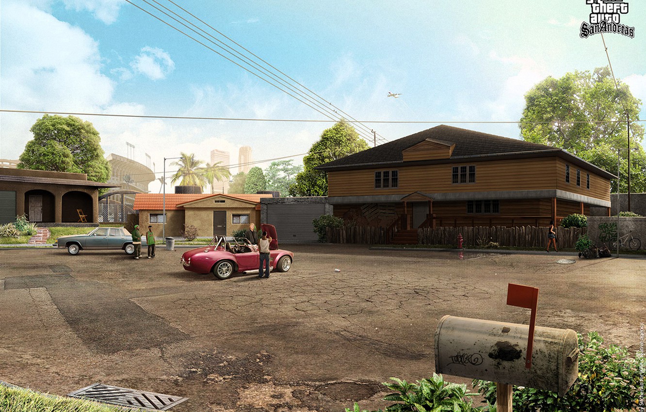 Wallpaper gta, Grand Theft Auto, Rockstar Games, San Andreas, Grove Street image for desktop, section игры