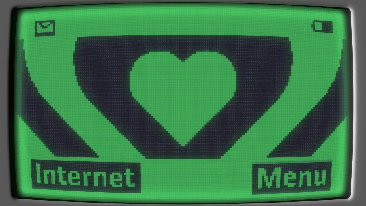 Black and Green Y2k Nokia Monochrome Heart Background.. 1 Hour Looped HD
