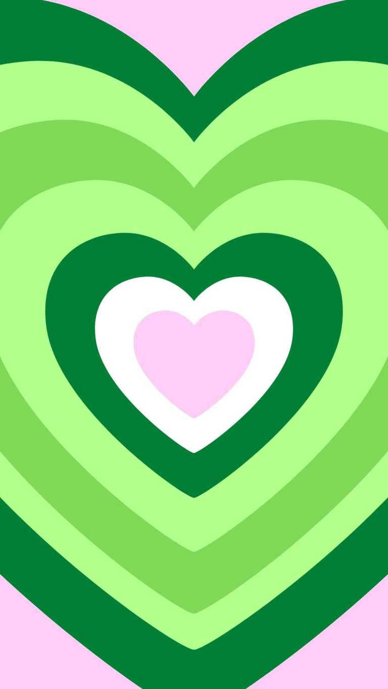 Download Y2k Hearts In Green Colours Wallpaper
