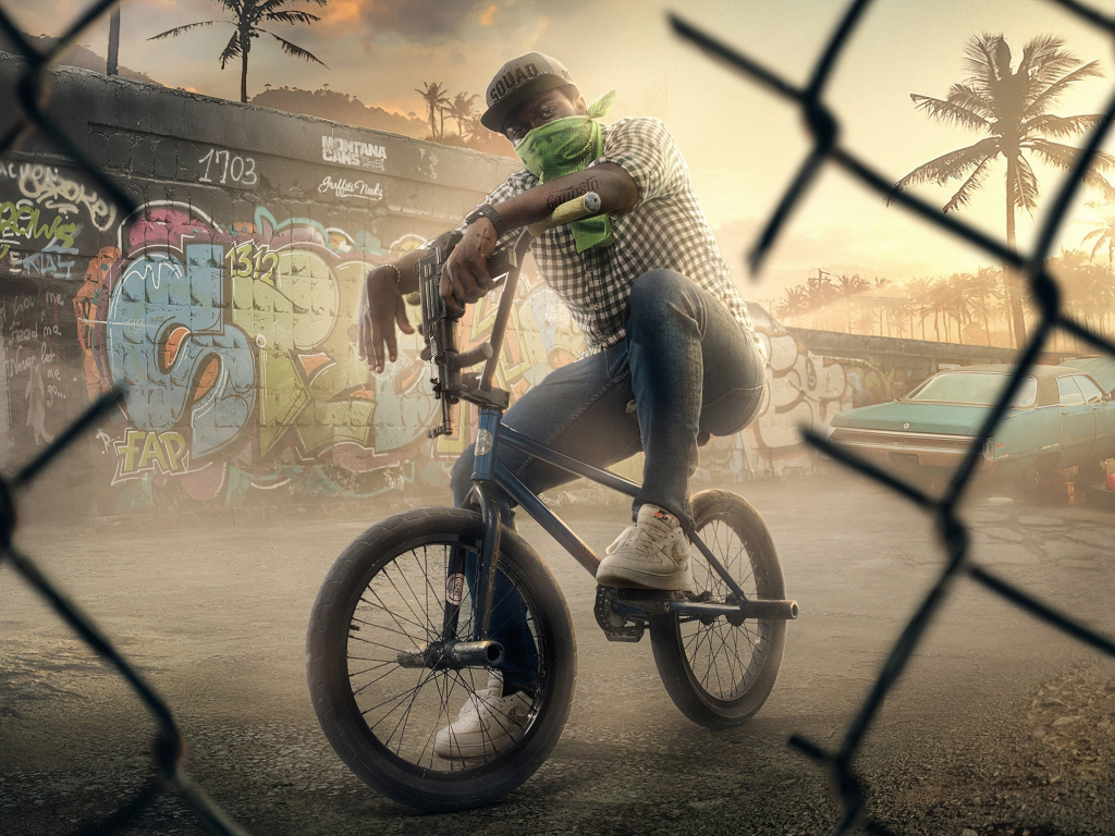 Wallpaper grand theft auto: san andreas, video game, man on cycle desktop wallpaper, HD image, picture, background, 32a886