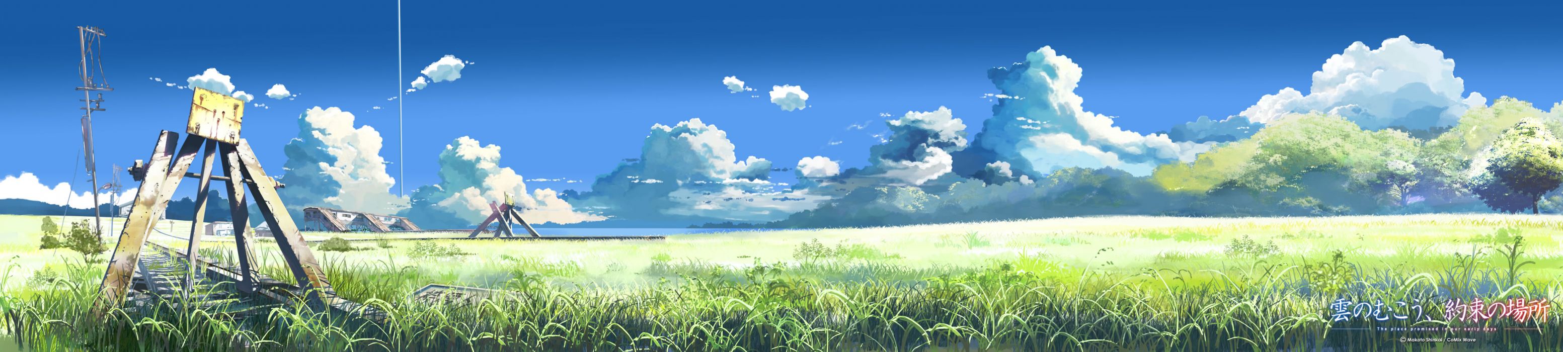 Dualscreen kumo no mukou yakusoku no basho scenic shinkai makoto wallpaperx900