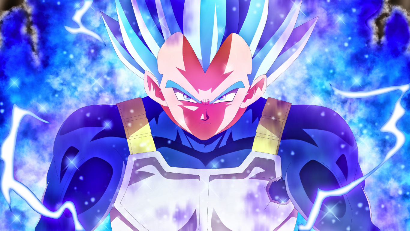 Dragon Ball Serious Vegeta with Glowing Eyes Desktop Wallpaper