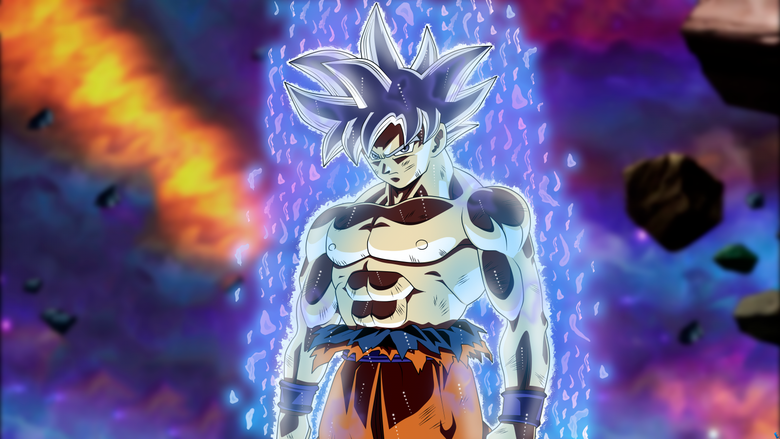 Wallpaper, Son Goku, ultra instict, Mastered ultra instinct, Ultra Instinct Goku, saiyan, grey hair, gray eyes, Dragon Ball, Dragon Ball Super 5760x3240