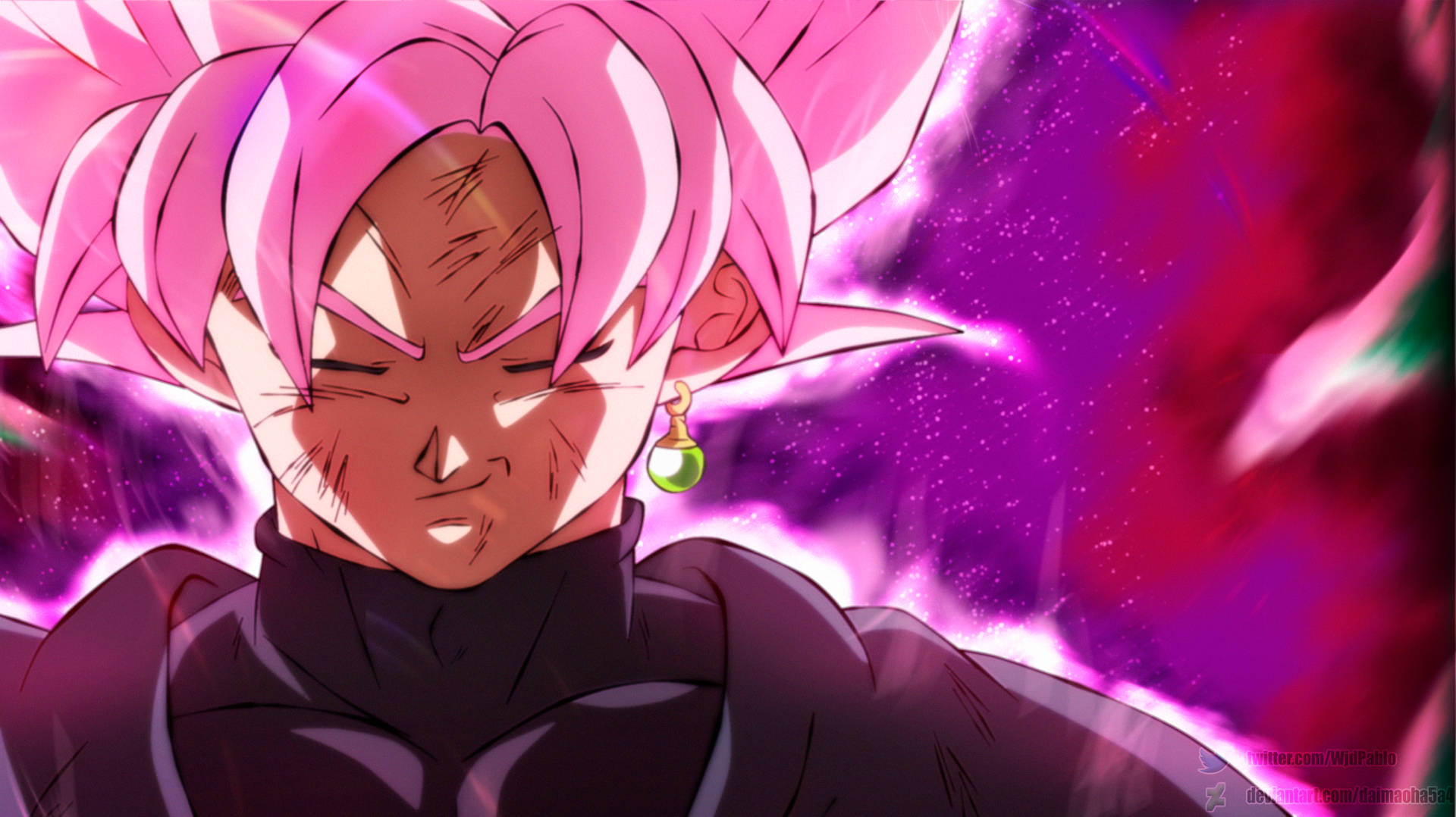 Download Super Saiyan Rose Goku Eyes Closed Wallpaper