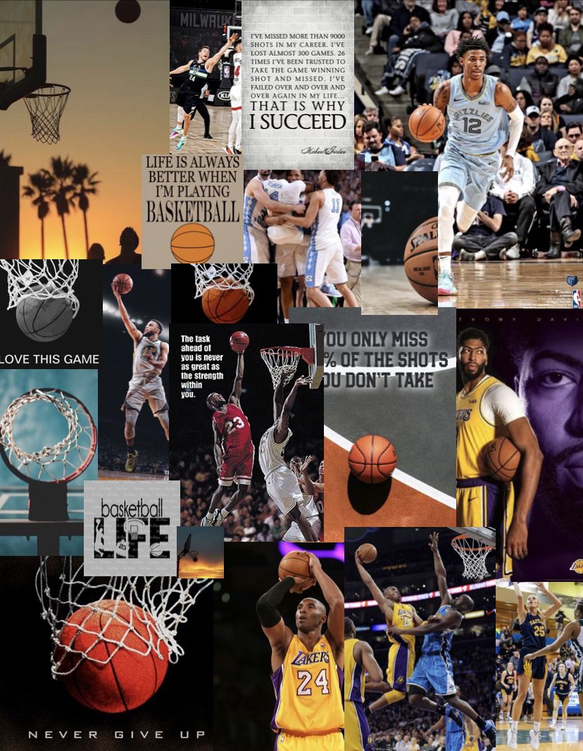 A basketball collage ready to make you shoot!. Cool basketball wallpaper, Basketball background, Basketball wallpaper