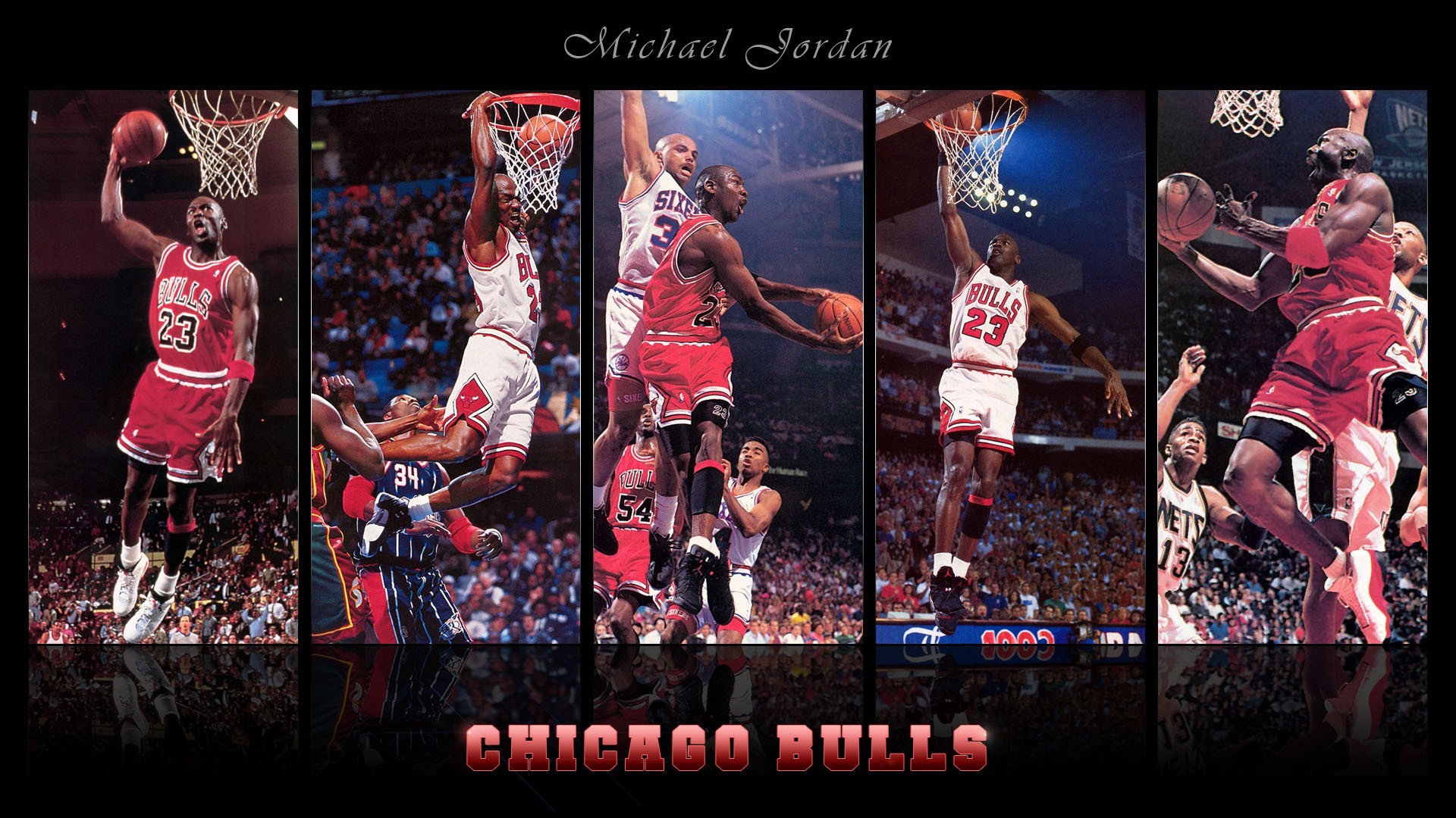 Wallpaper, sports, sport, collage, music, NBA, audience, Michael Jordan, Chciago Bulls, performance, stage, musical theatre, performing arts, basketball moves 1920x1080
