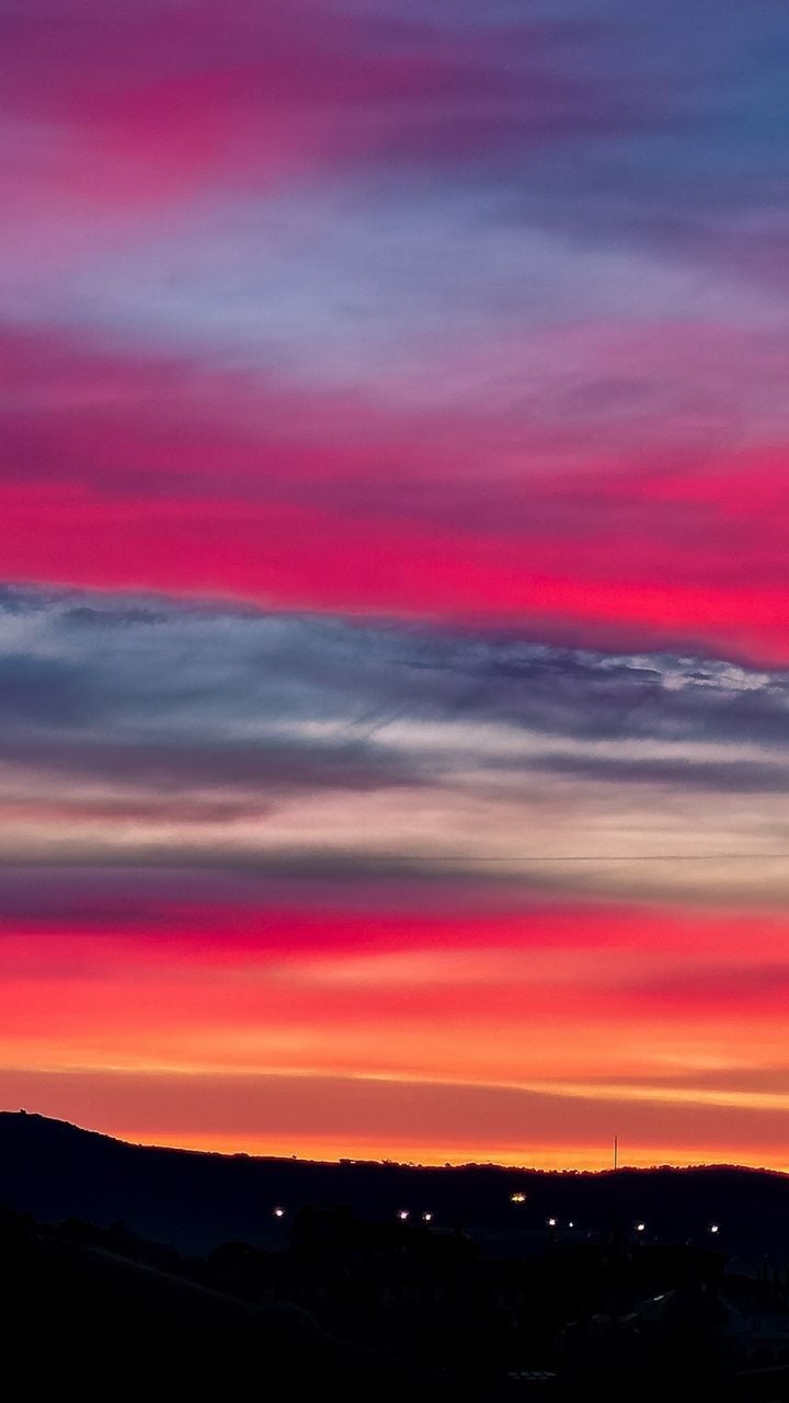 Pink, orange sky, sunset, nature, 720x1280 wallpaper. Orange sky, Night sky photography, City lights photography